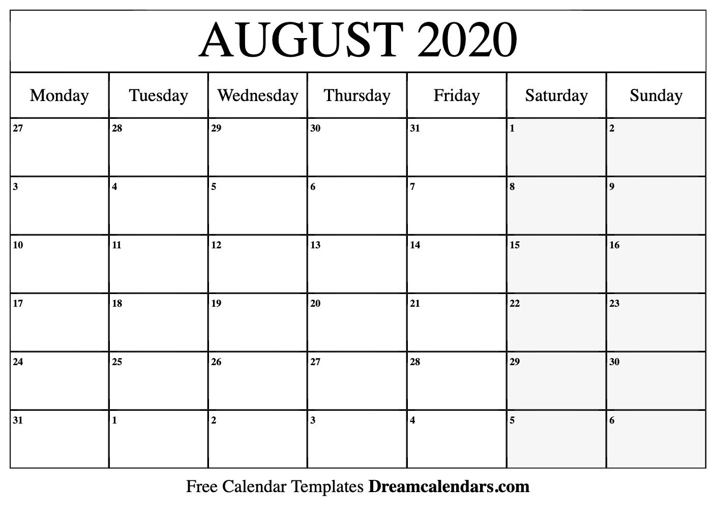 Ko-Fi - Printable August 2020 Calendar - Ko-Fi ❤️ Where