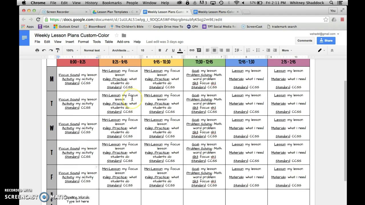 Lesson Plan Templates: Google Drive