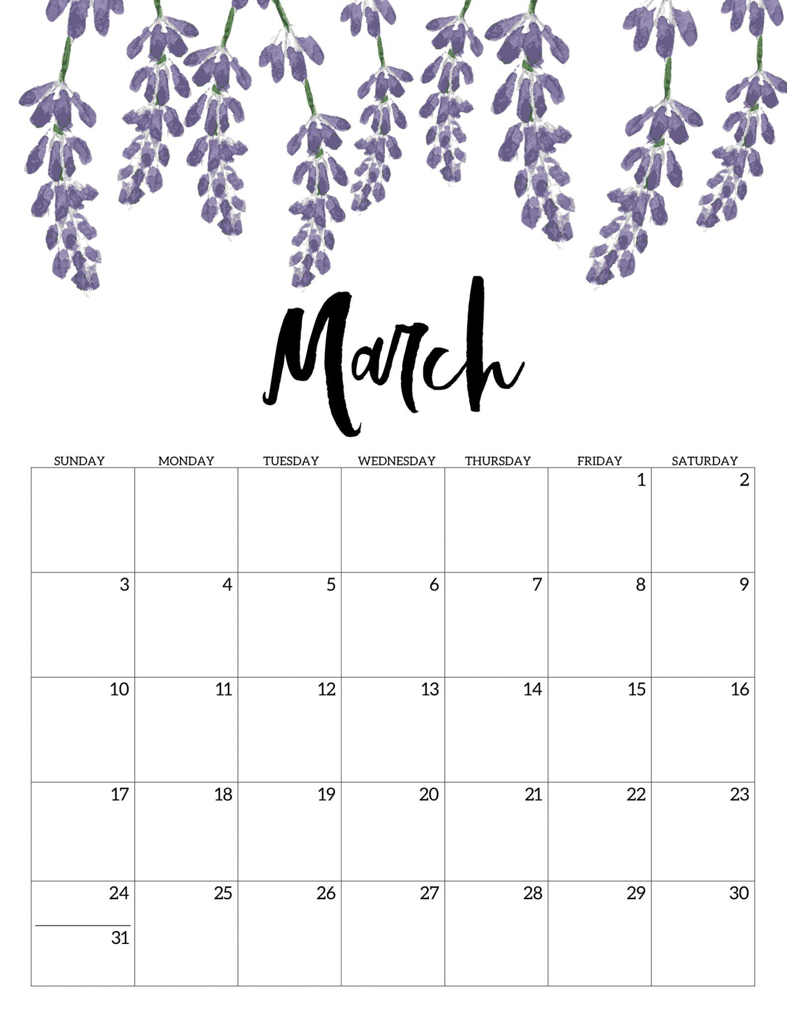 March 2019 Floral Calendar #march #march2019