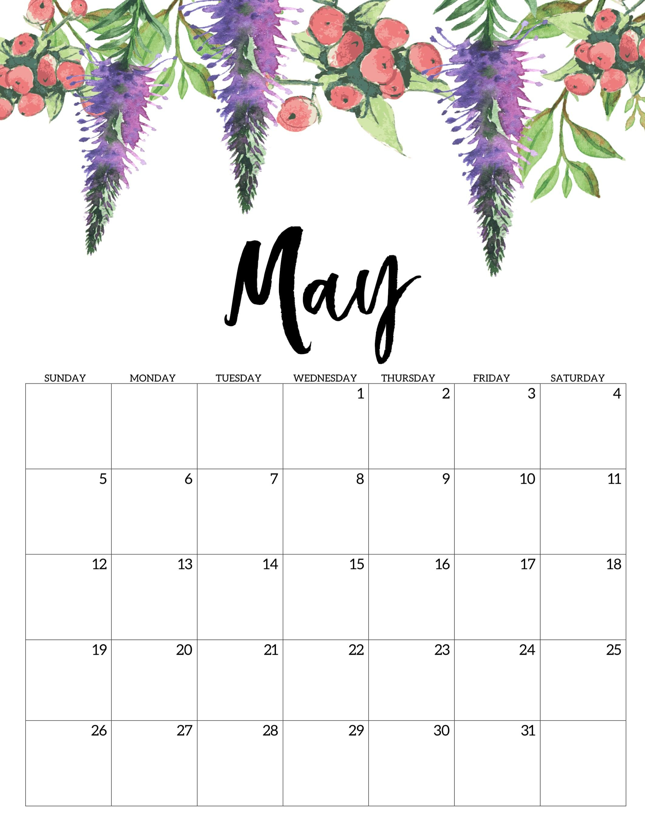 May 2019 Floral Wall Calendar | 200+ May 2019 Calendar