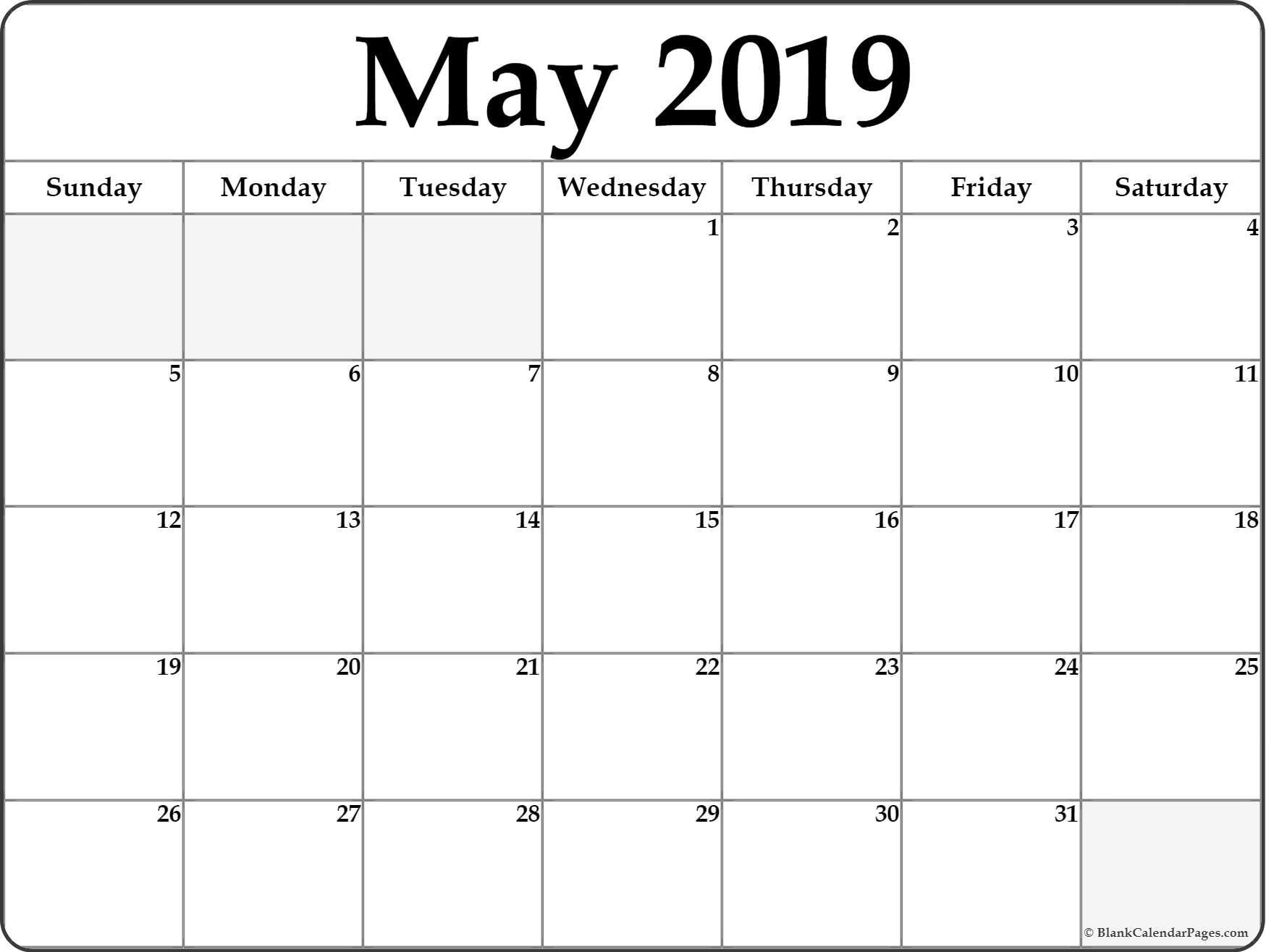 May 2019 Weekly Calendar Printable - Make A Week Wise