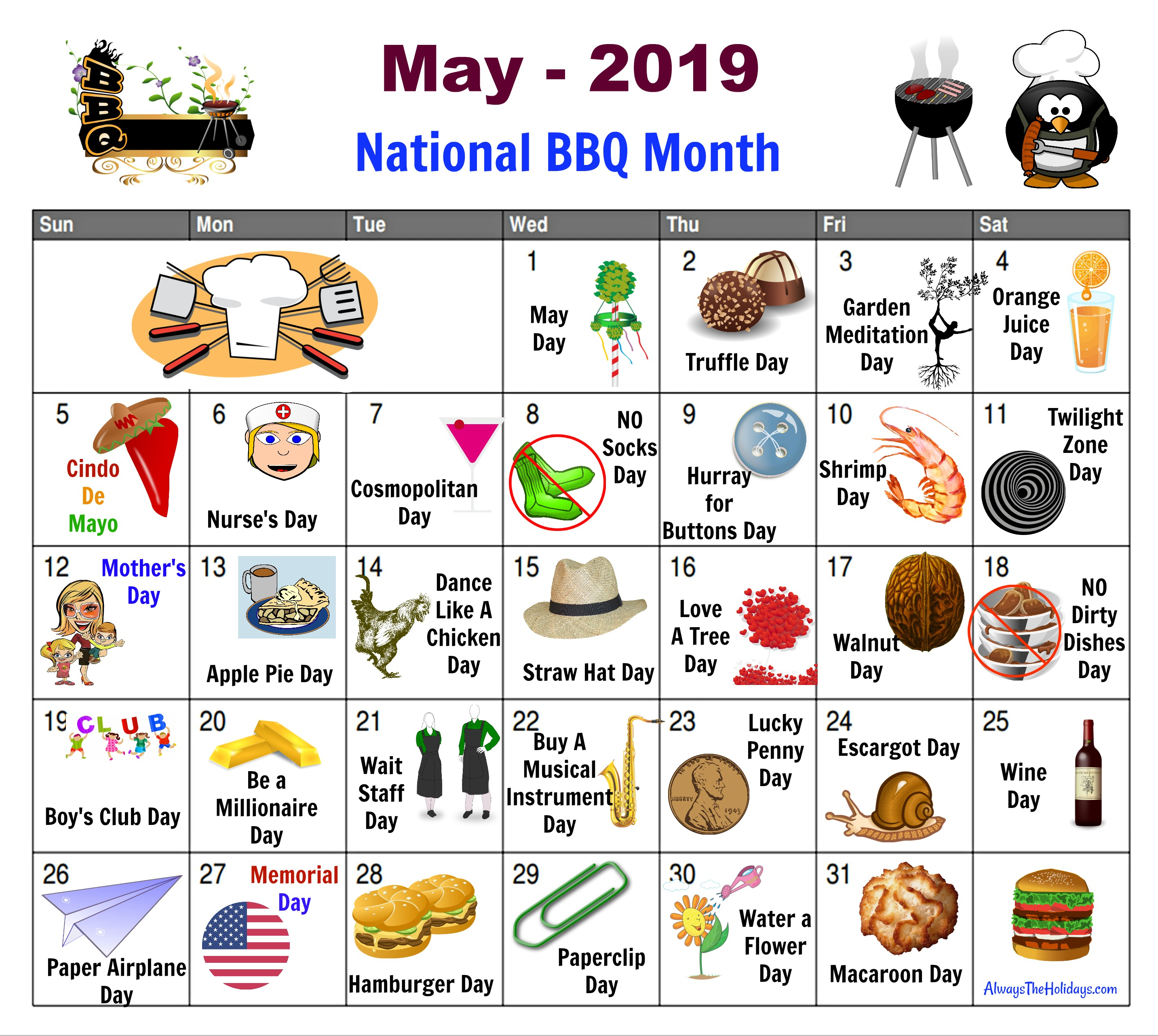 May National Day Calendar - Free Printable - Always The Holidays