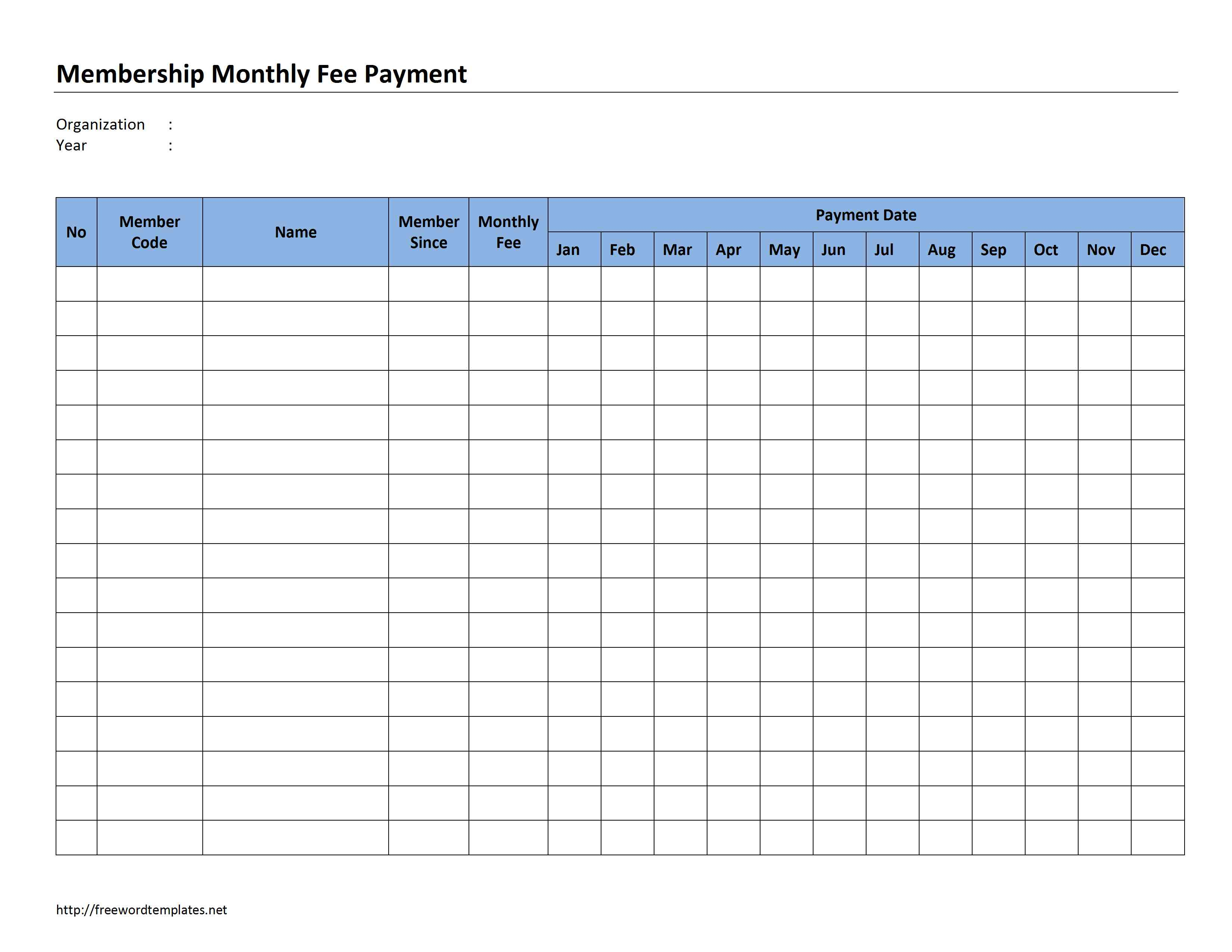 Membership Monthly Fee Payment