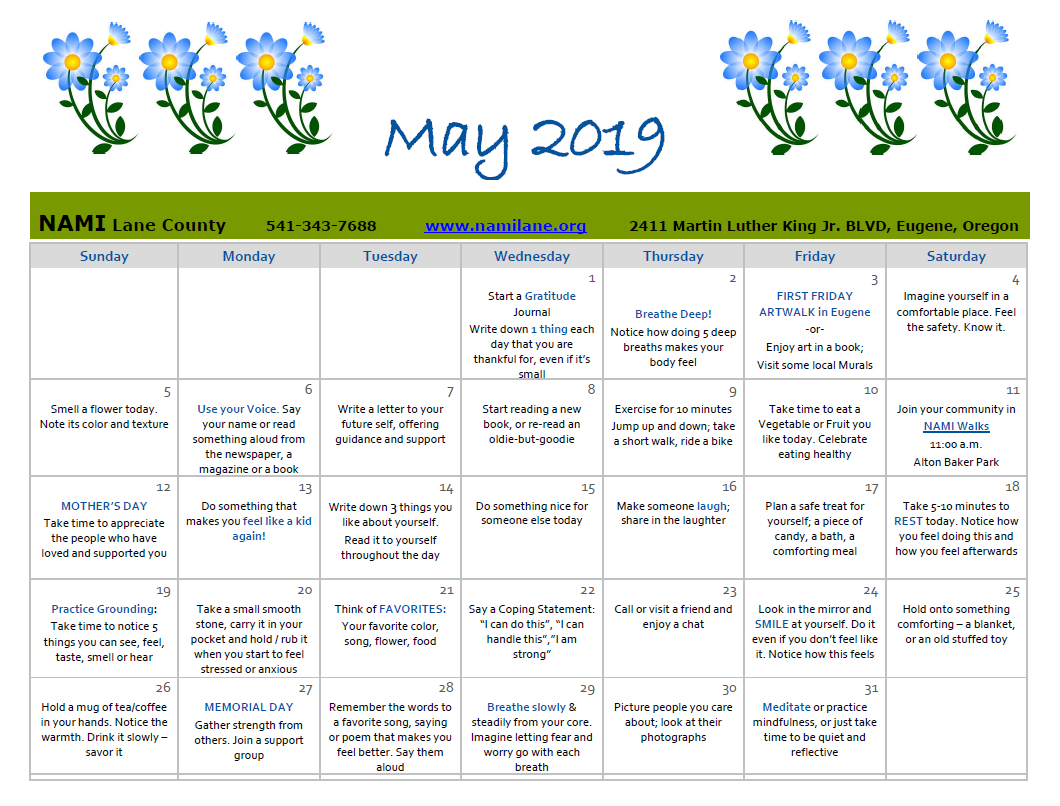 mental health acalendar