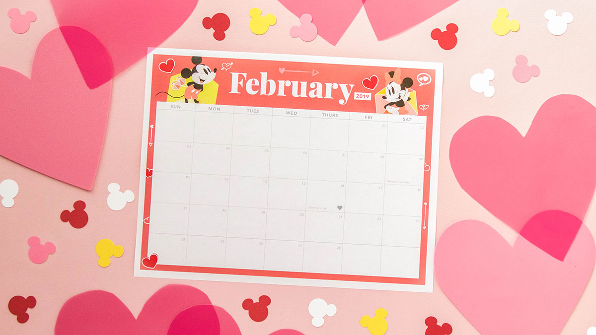 Mickey And Minnie February 2019 Printable Calendar | Disney