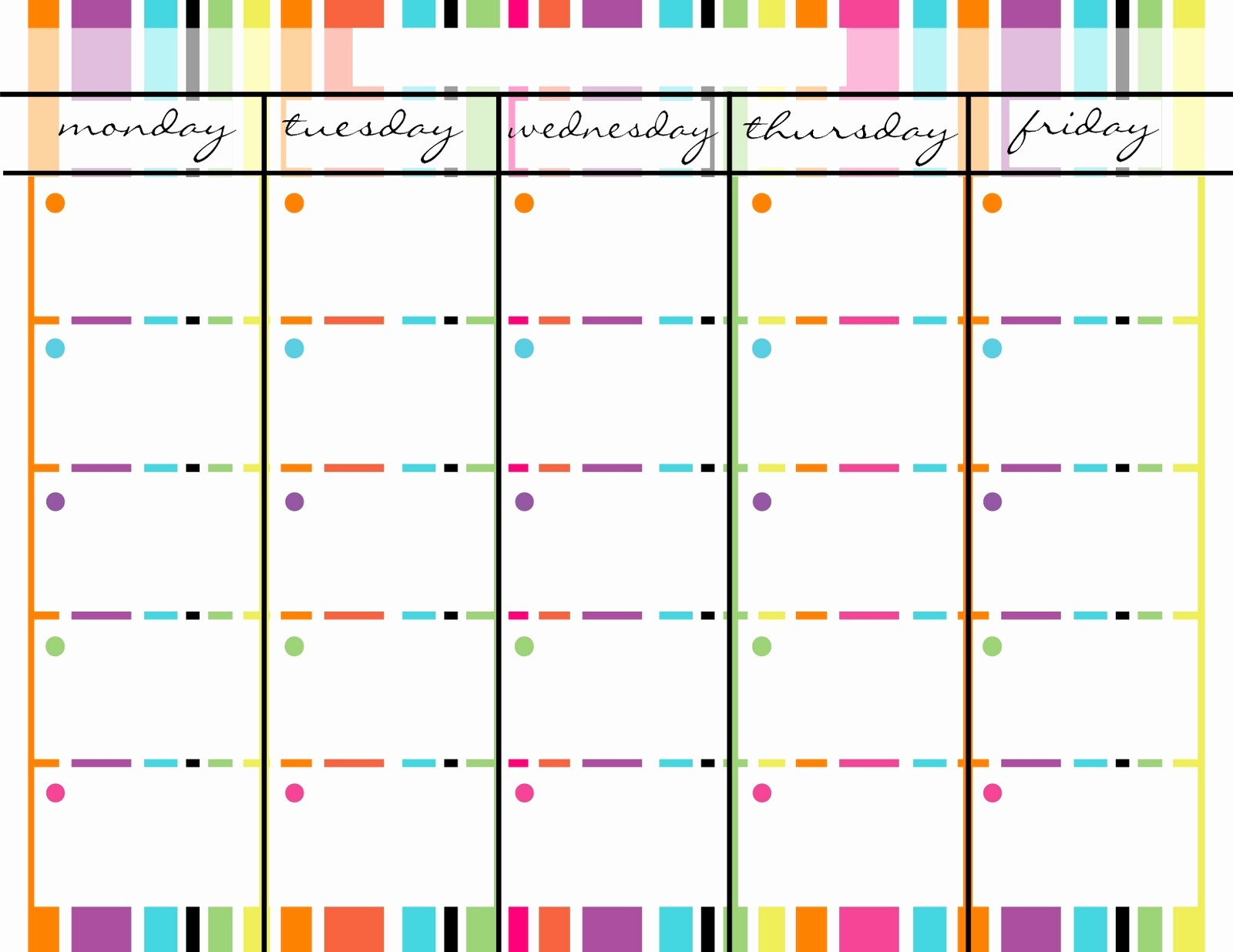 Monday Through Friday Schedule Template Example Calendar Printable