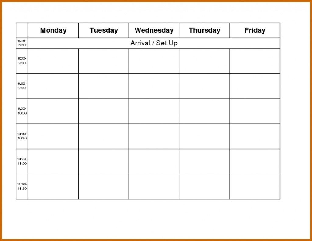 Monday To Friday Schedule Printable - Calendar Inspiration