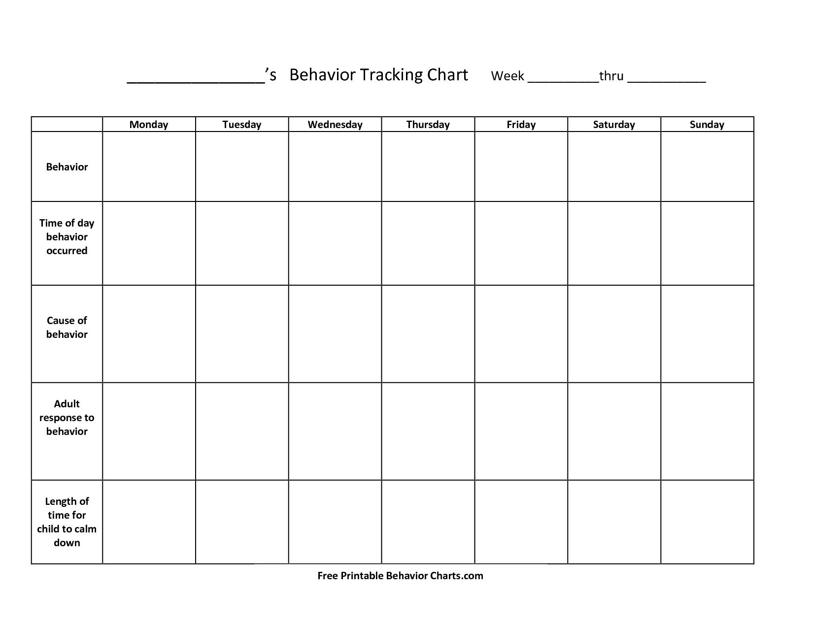 Monthly Behavior Calendar Template With Pictures Monthly