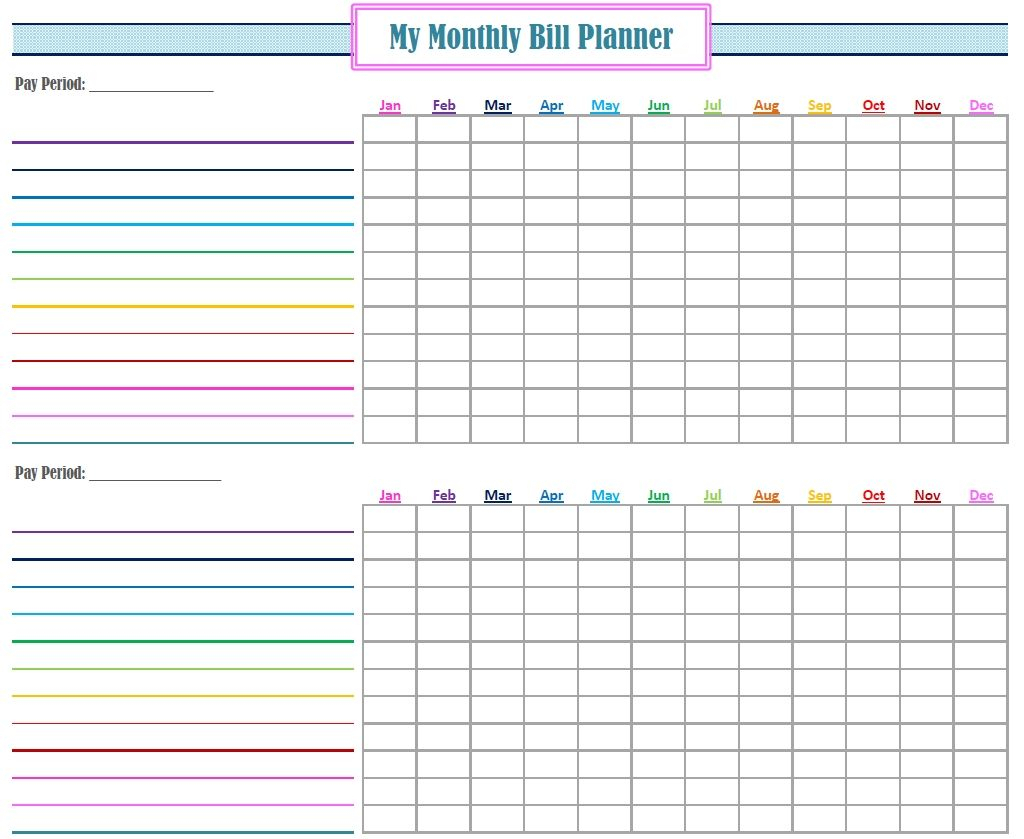 Monthly Bill Log Template Free Printable Monthly Bill