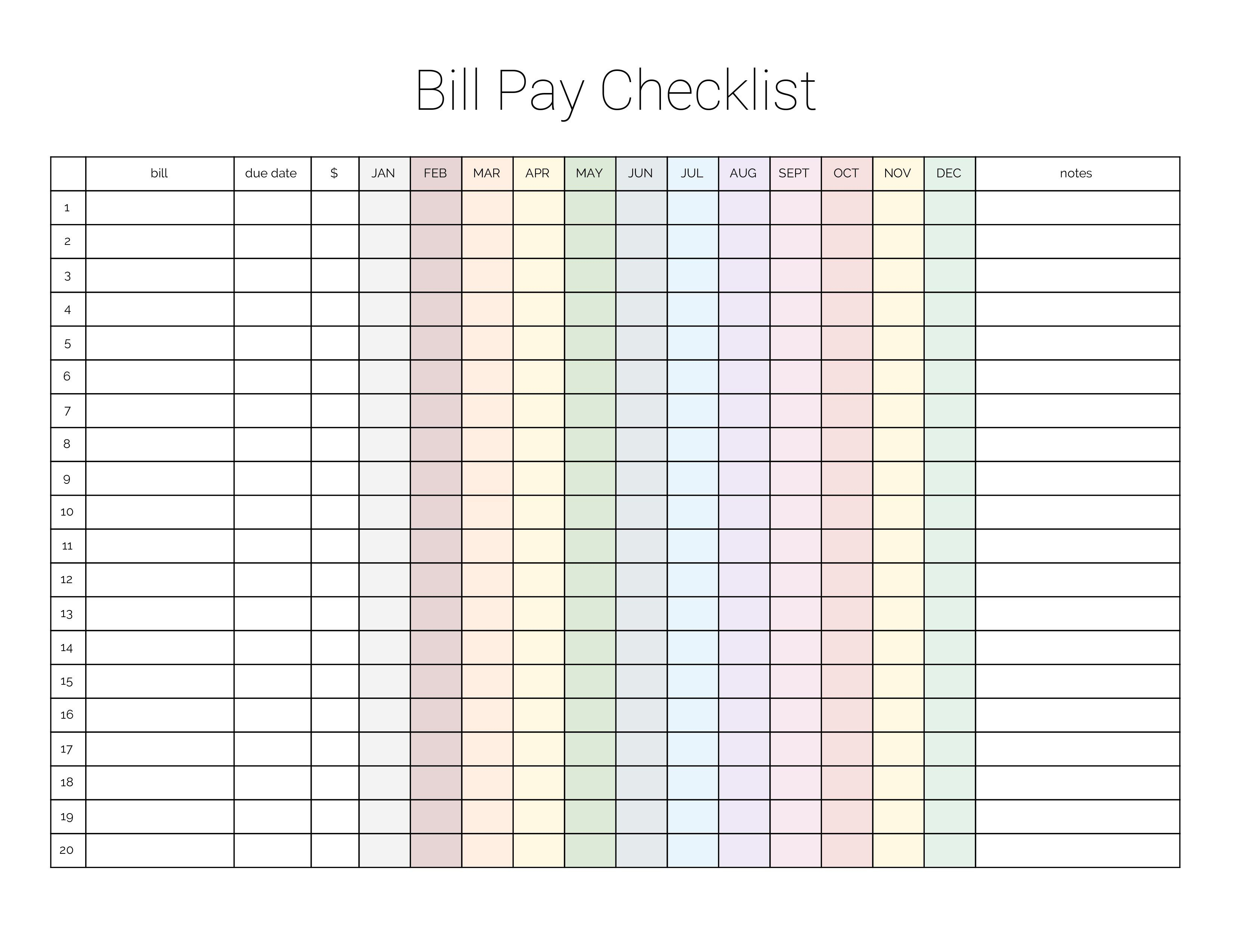 Monthly Bill Payment Checklist {Printable} | Bloggers Portal