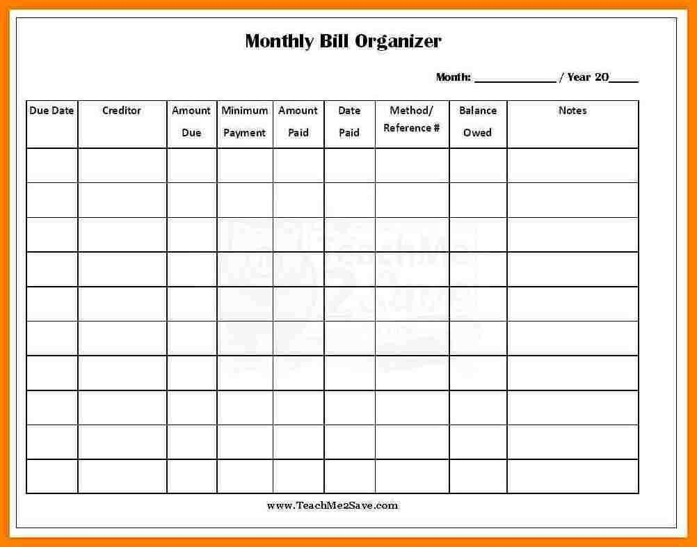 Monthly Bill Template Free Report Templates Budget Excel