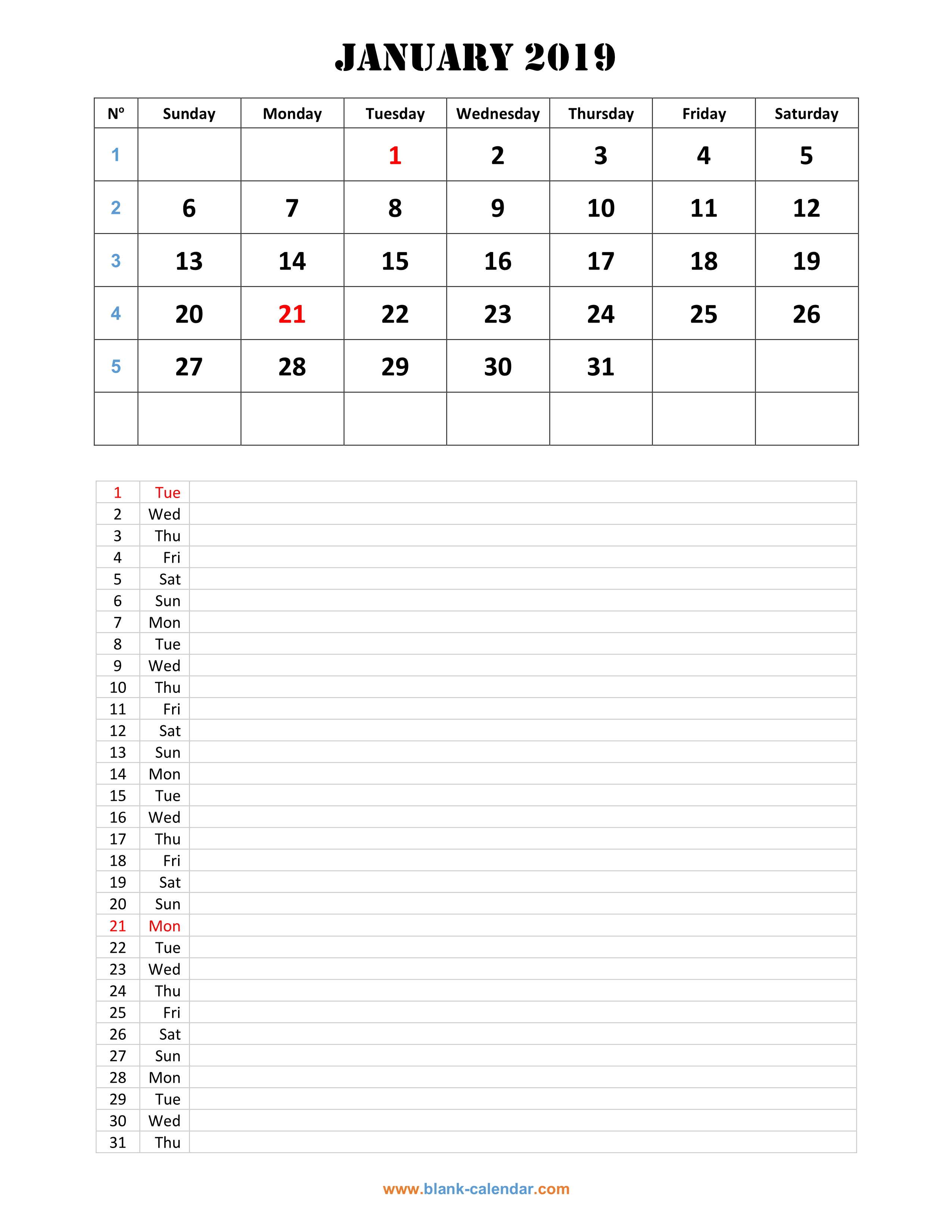 Monthly Calendar 2019 | Free Download, Editable And Printable