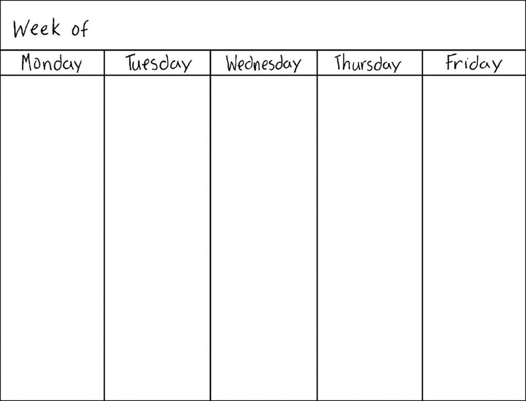Monthly Calendar 5 Day Week | Calendar Design Ideas