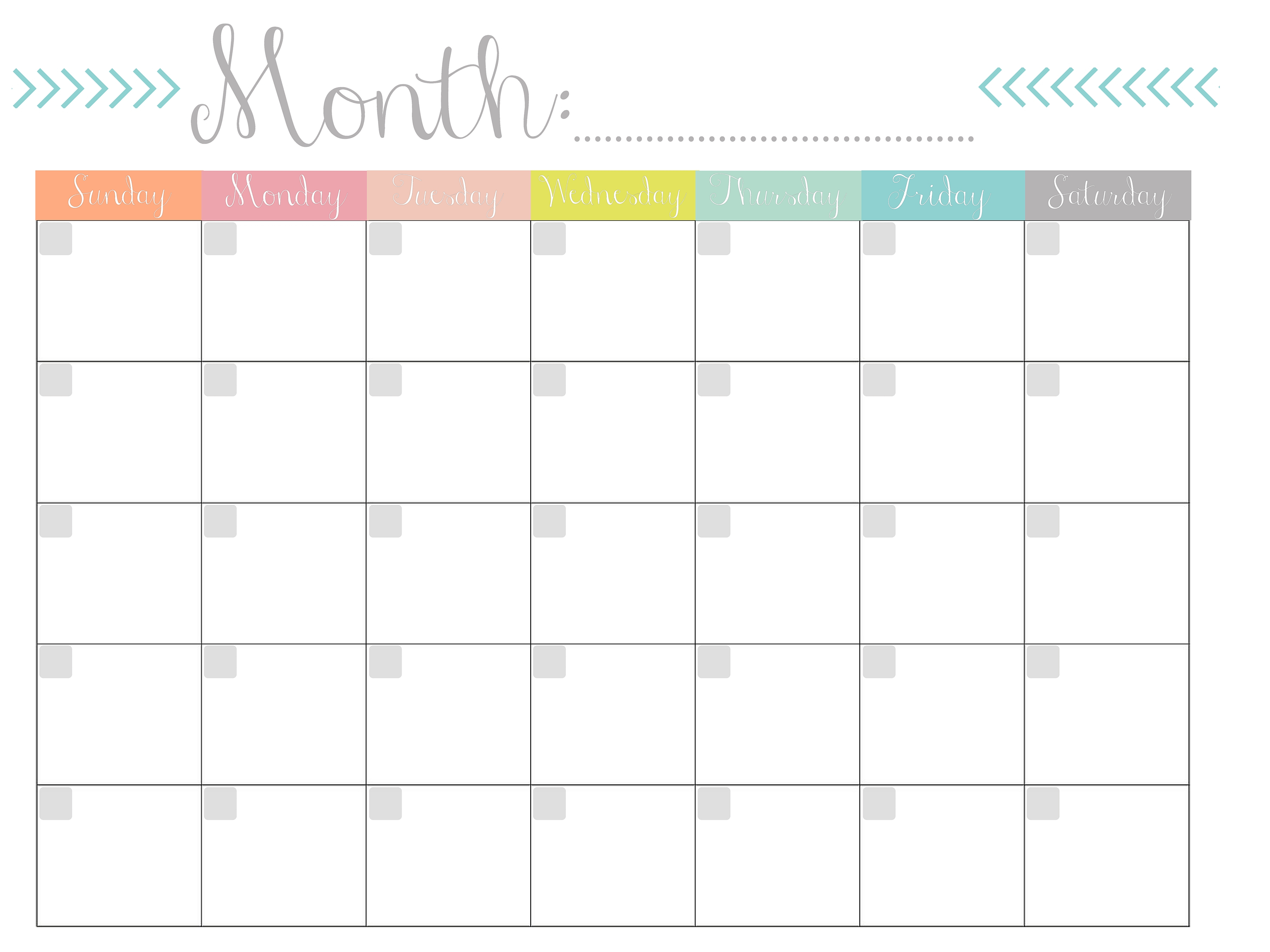 Monthly Calendar {Free Printable}