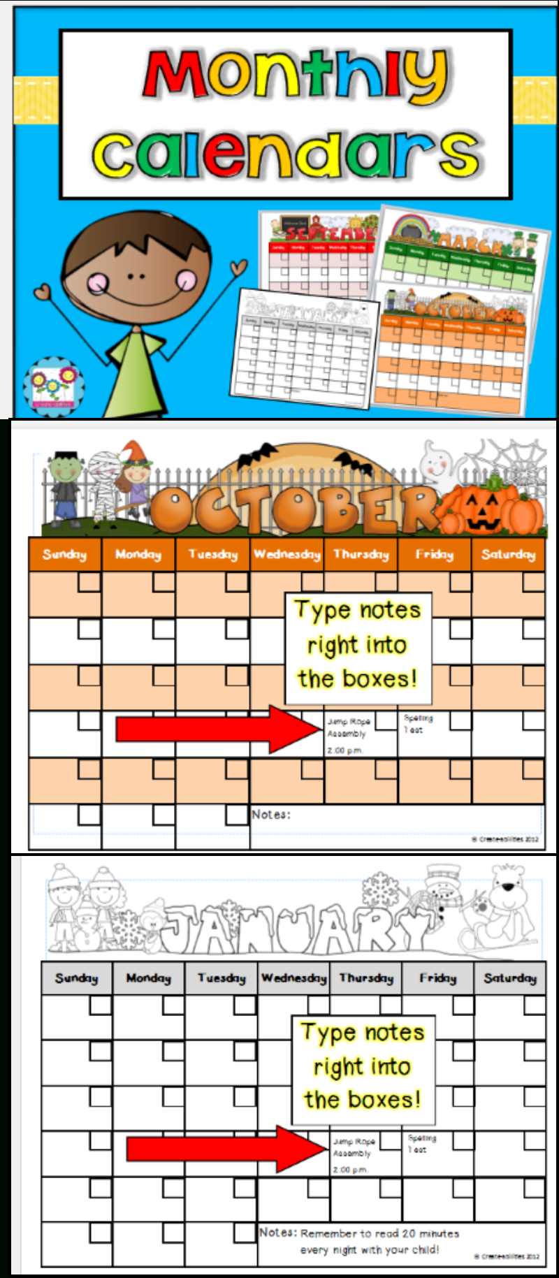 Monthly Calendar Templates Editable | Firstgradefaculty