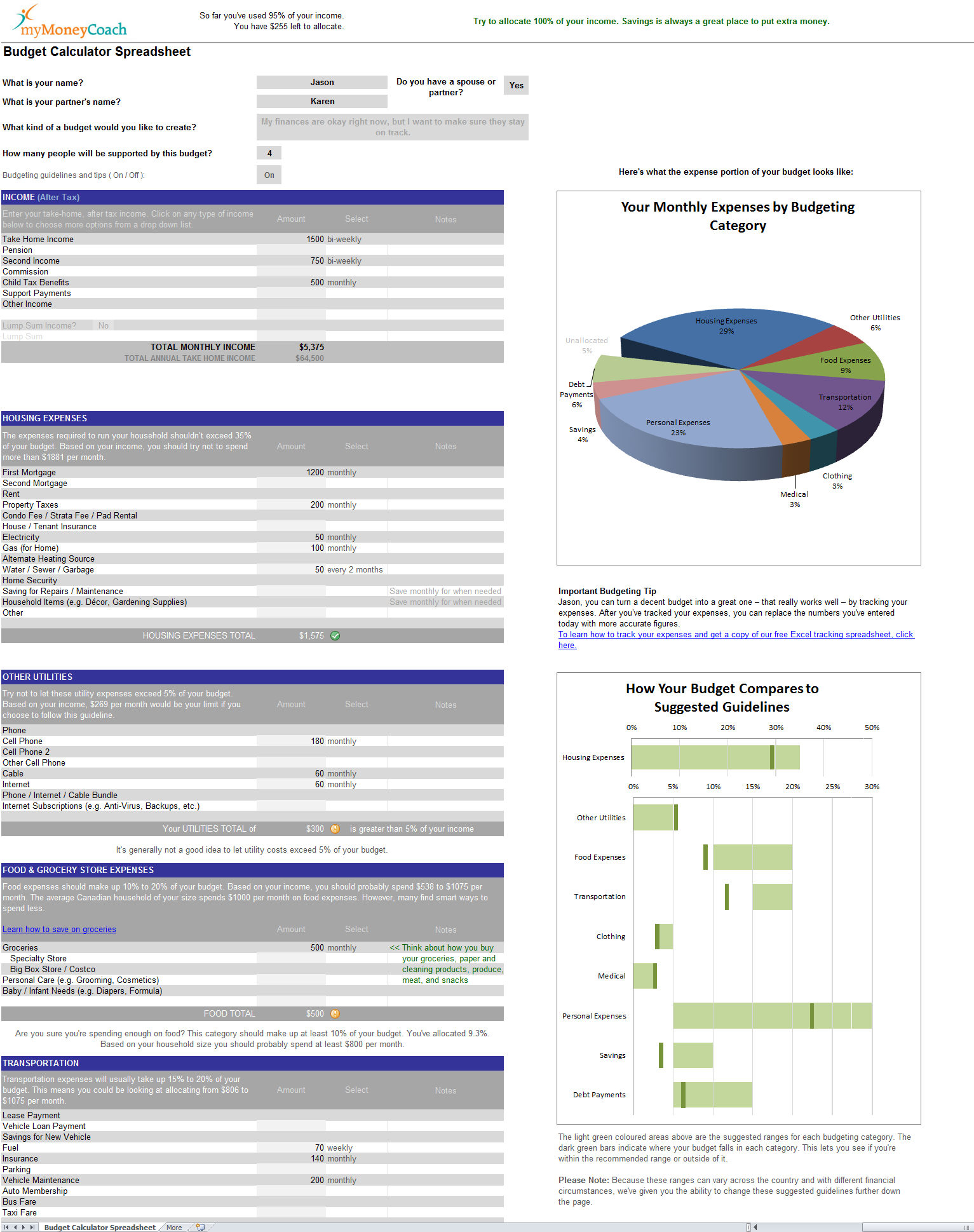 Monthly Expense Tracker, Calculator &amp; Spending Planner