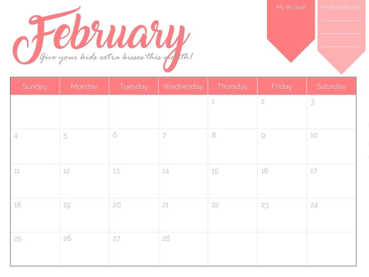 Monthly Goal Calendar Template • Printable Blank Calendar
