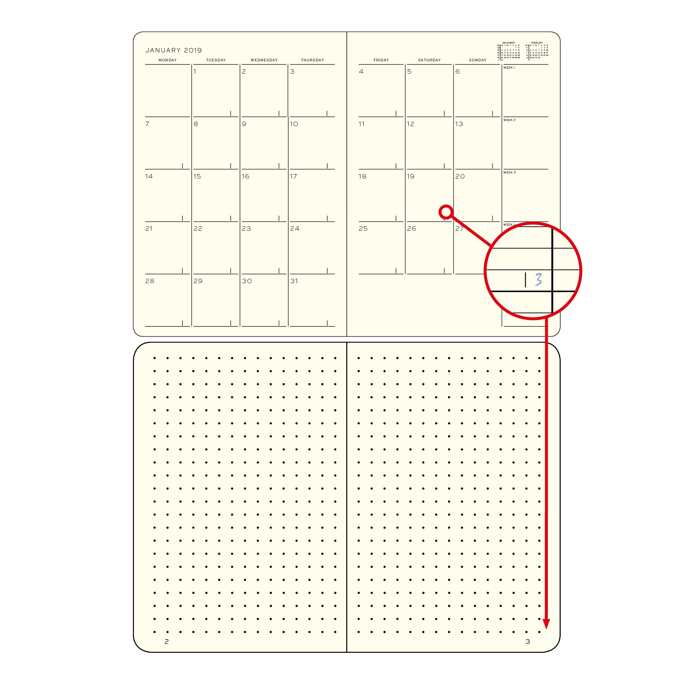 Notebook With Monthly Calendar Example Calendar Printable