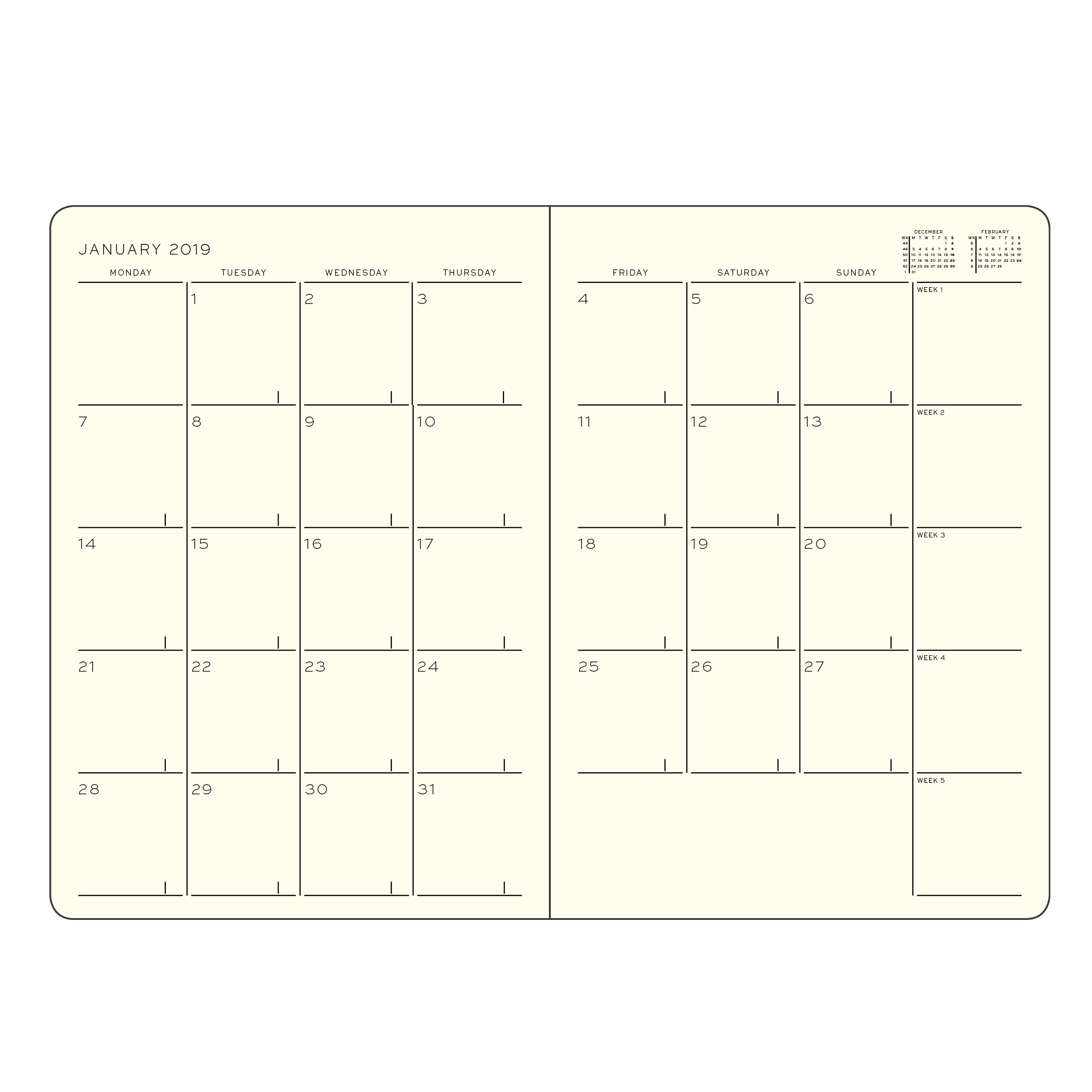 Monthly Planner With Notebook, 2019 English