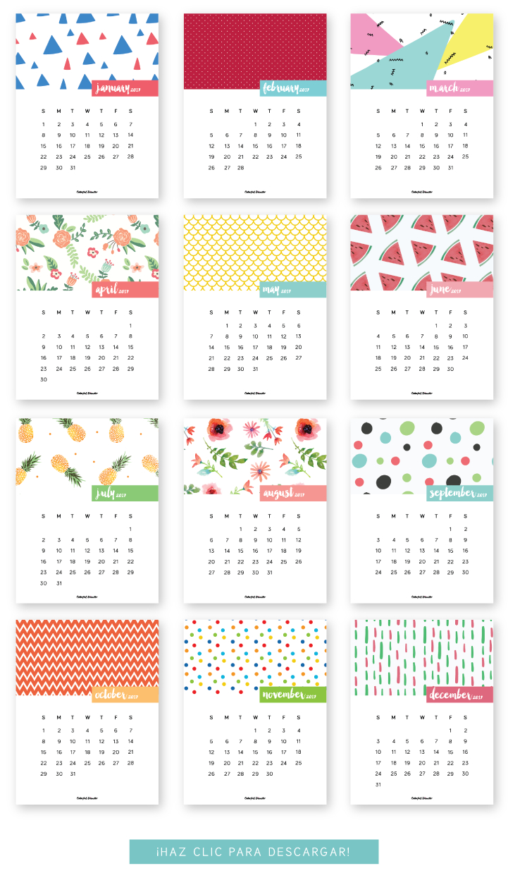 Monthly Printable Calendar 2017 | Clever Ideas | Free