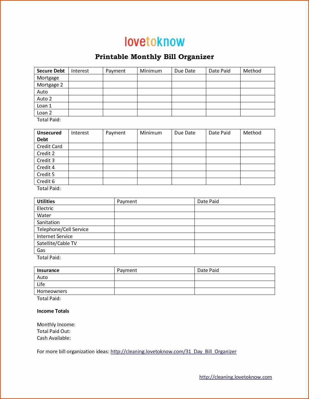 Monthly Profit And Loss Statement Template And Bill Pay