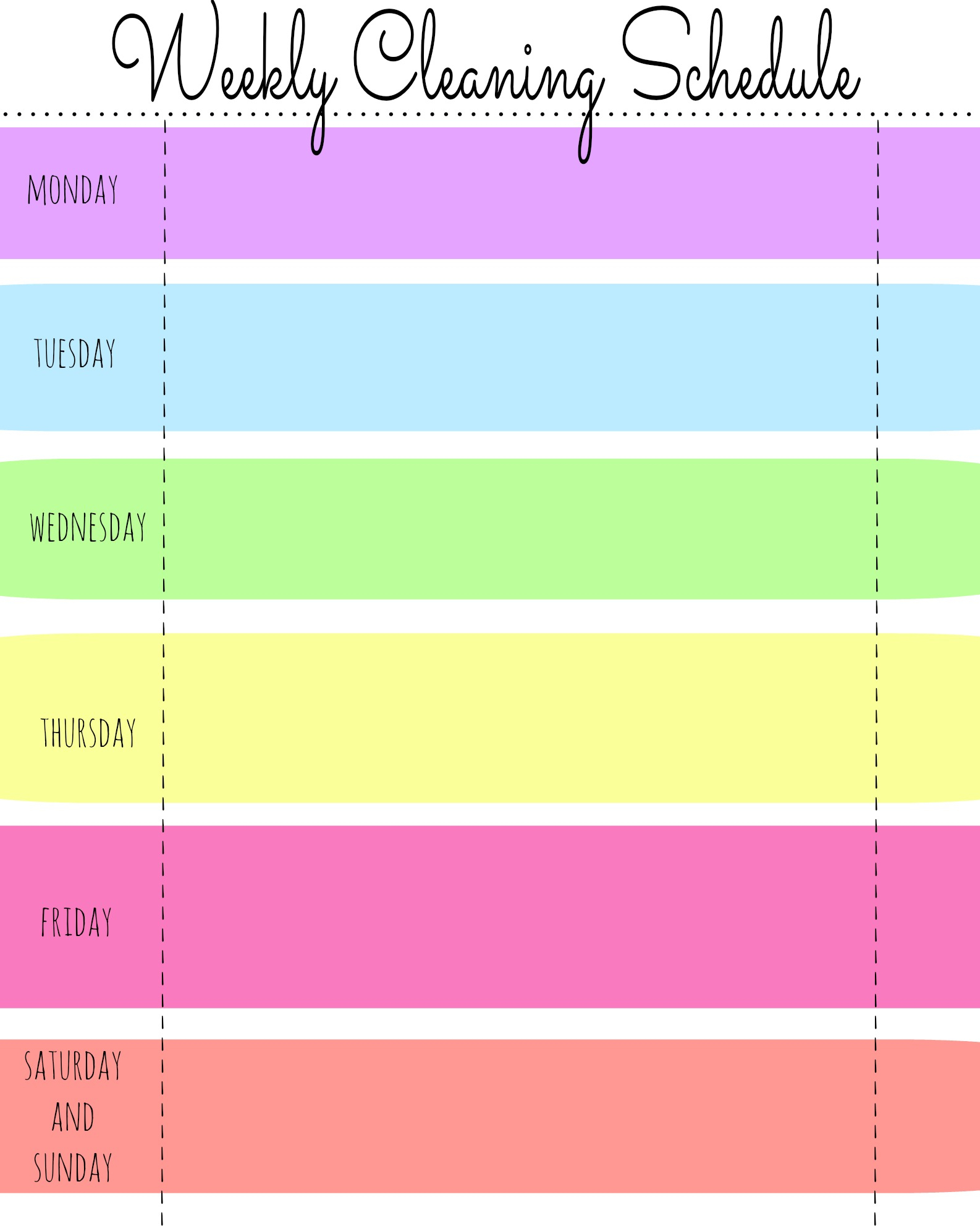 My Quirky Weekly Cleaning Chart: Free Printable - First Home