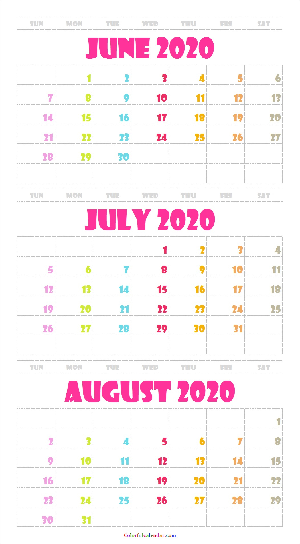 june july august 2020 calendar printable example calendar printable