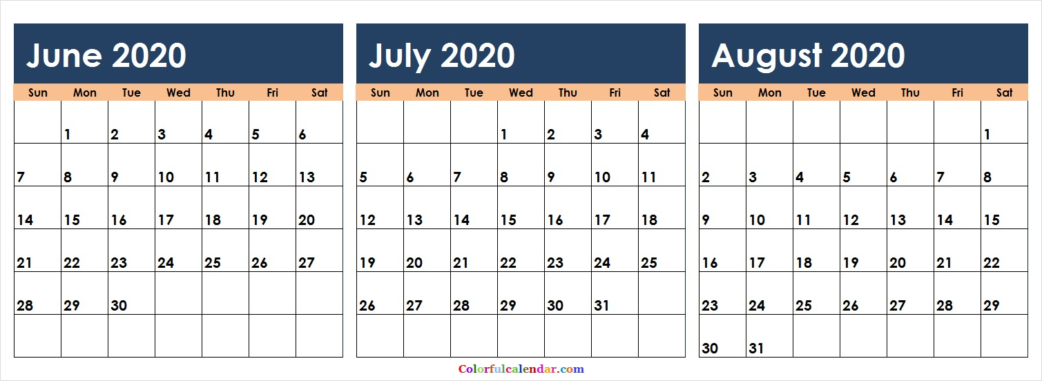 printable calendar june and july and august 2020 example calendar