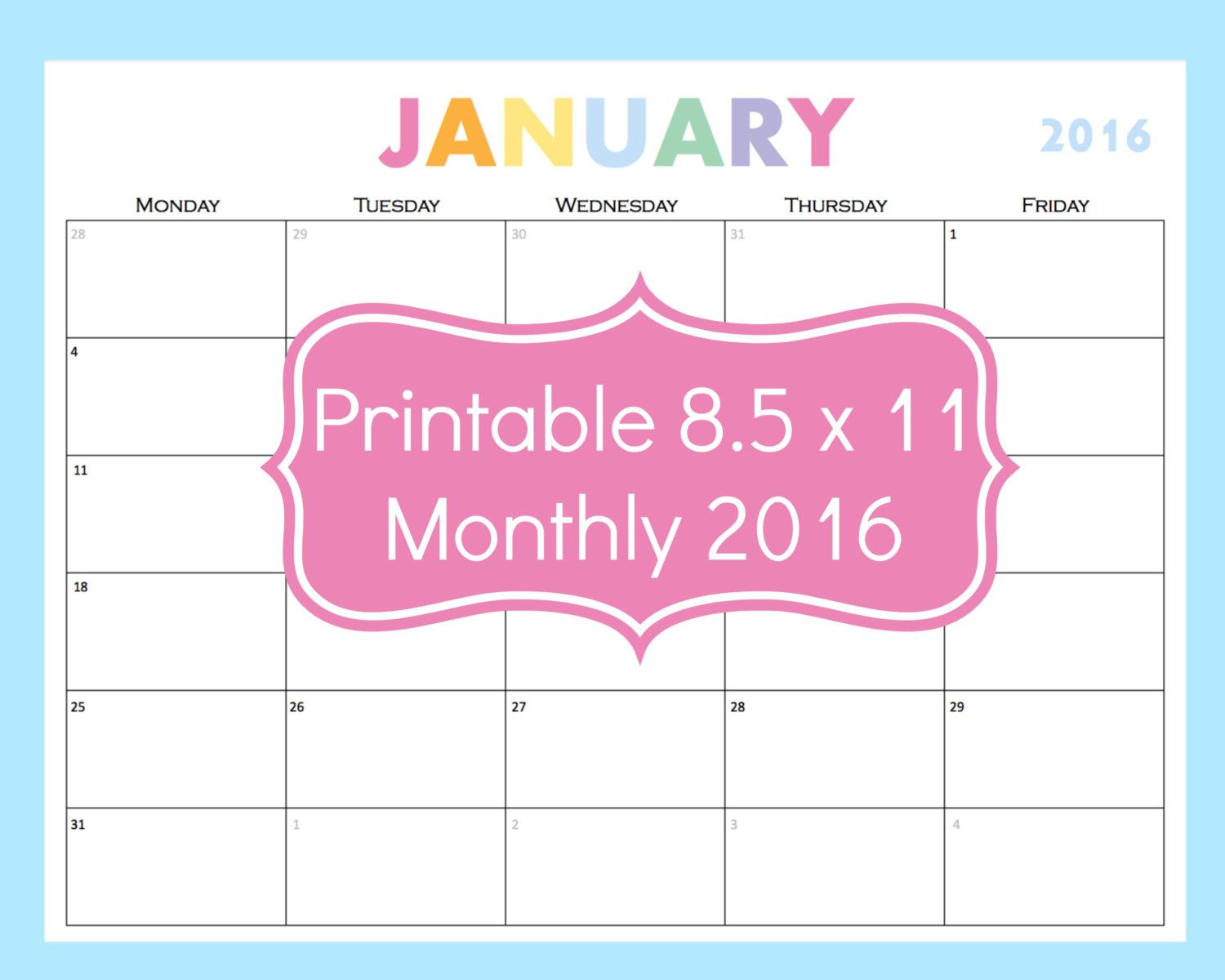 New To Commandcenter On Etsy: Printable Calendar 5 Day