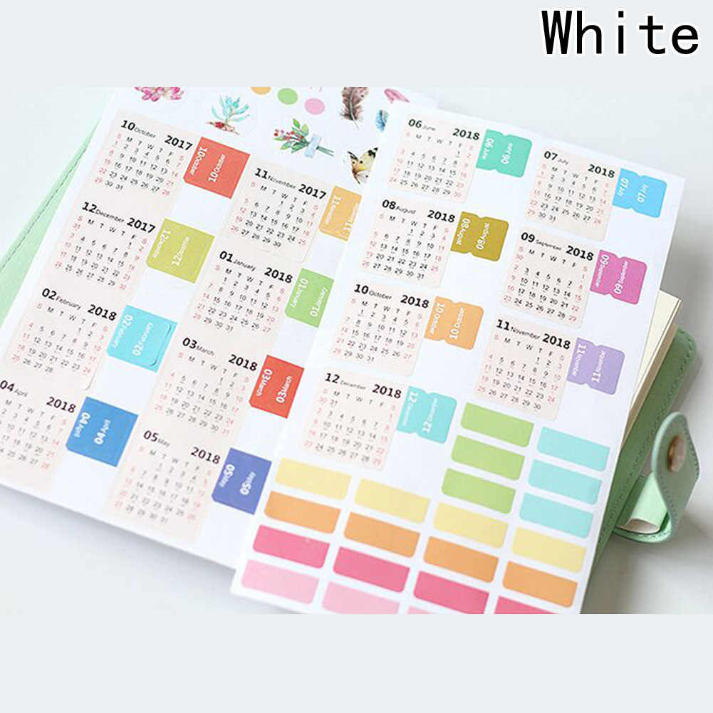 New Year 2018 Calendar Sticker Notebook Index Monthly Category Sticker  Diary Planner Label Stickers Accessories