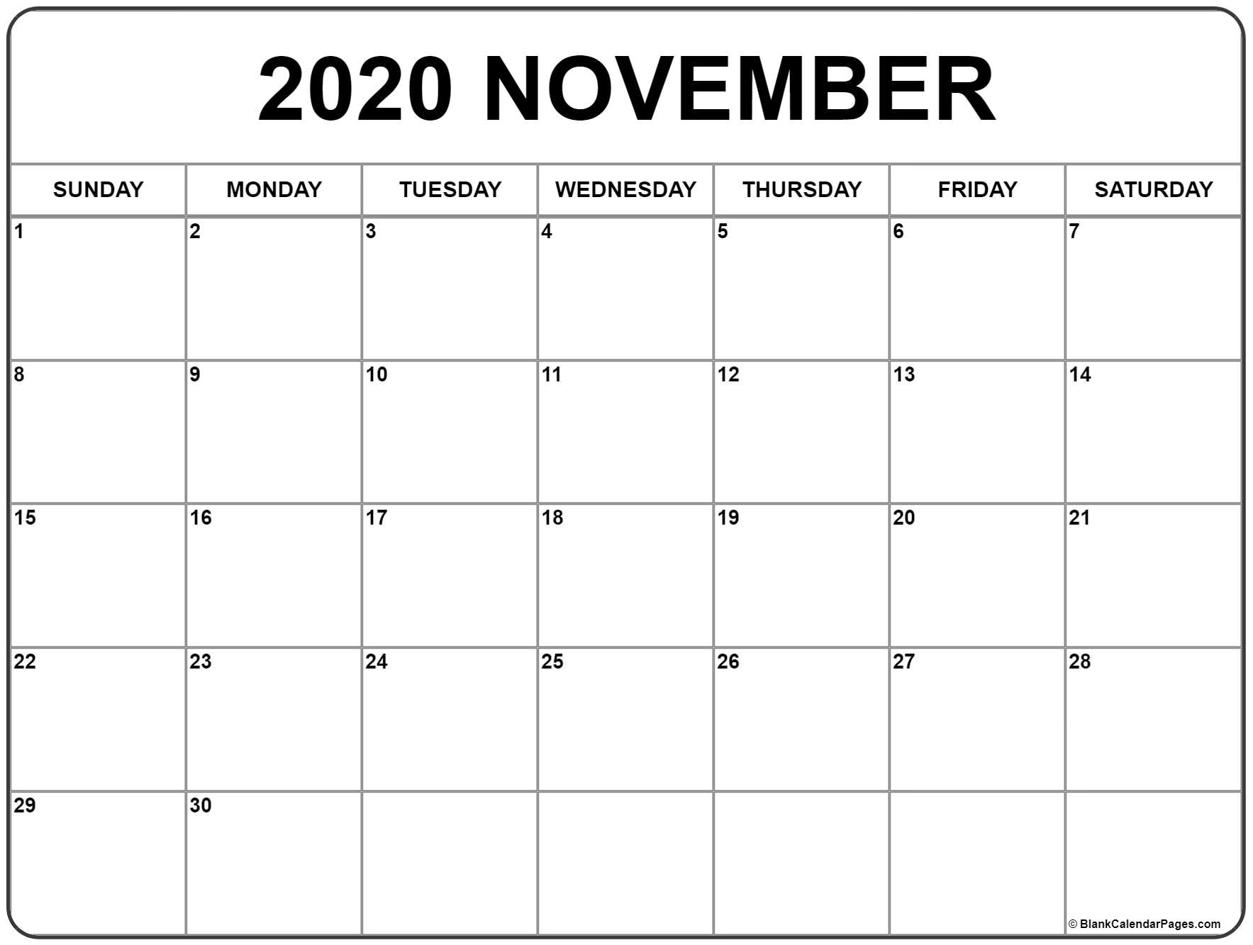 Nov Calendar 2020