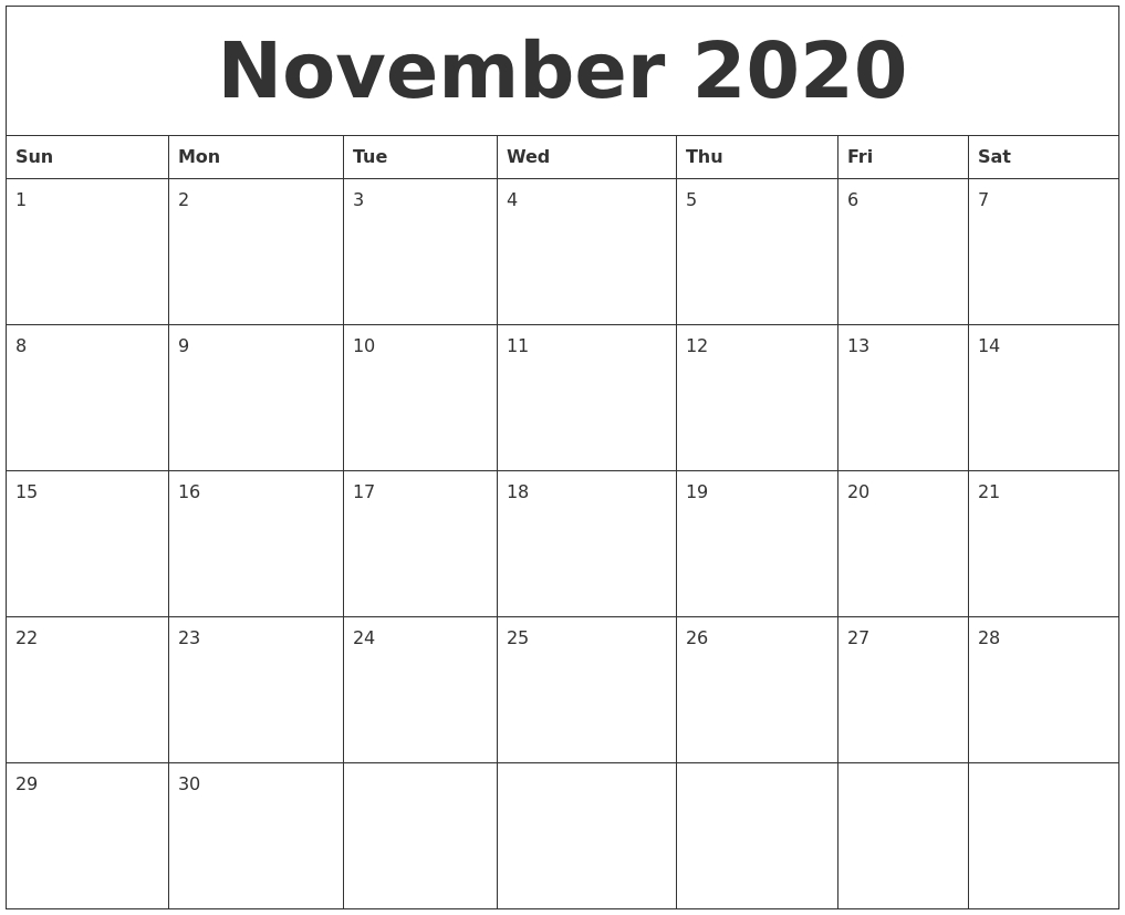 November 2020 Blank Schedule Template