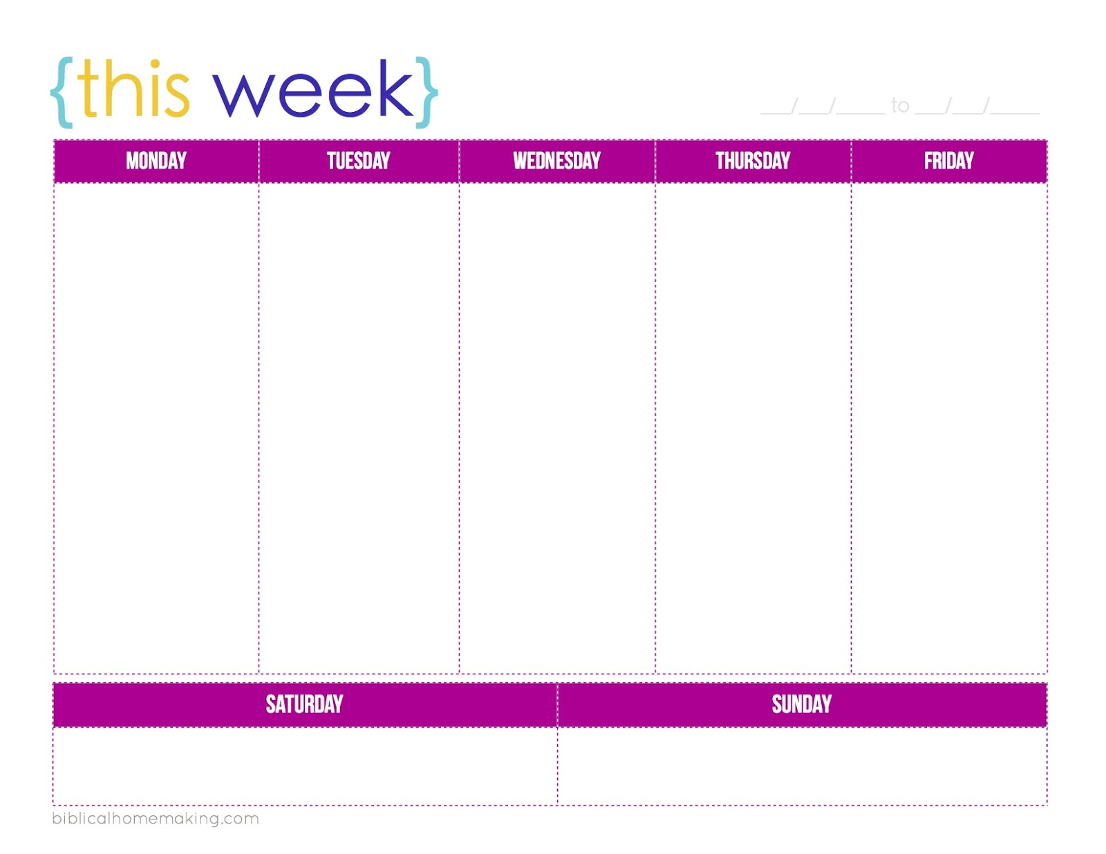 1 Week Blank Calendar Printable Example Calendar Printable