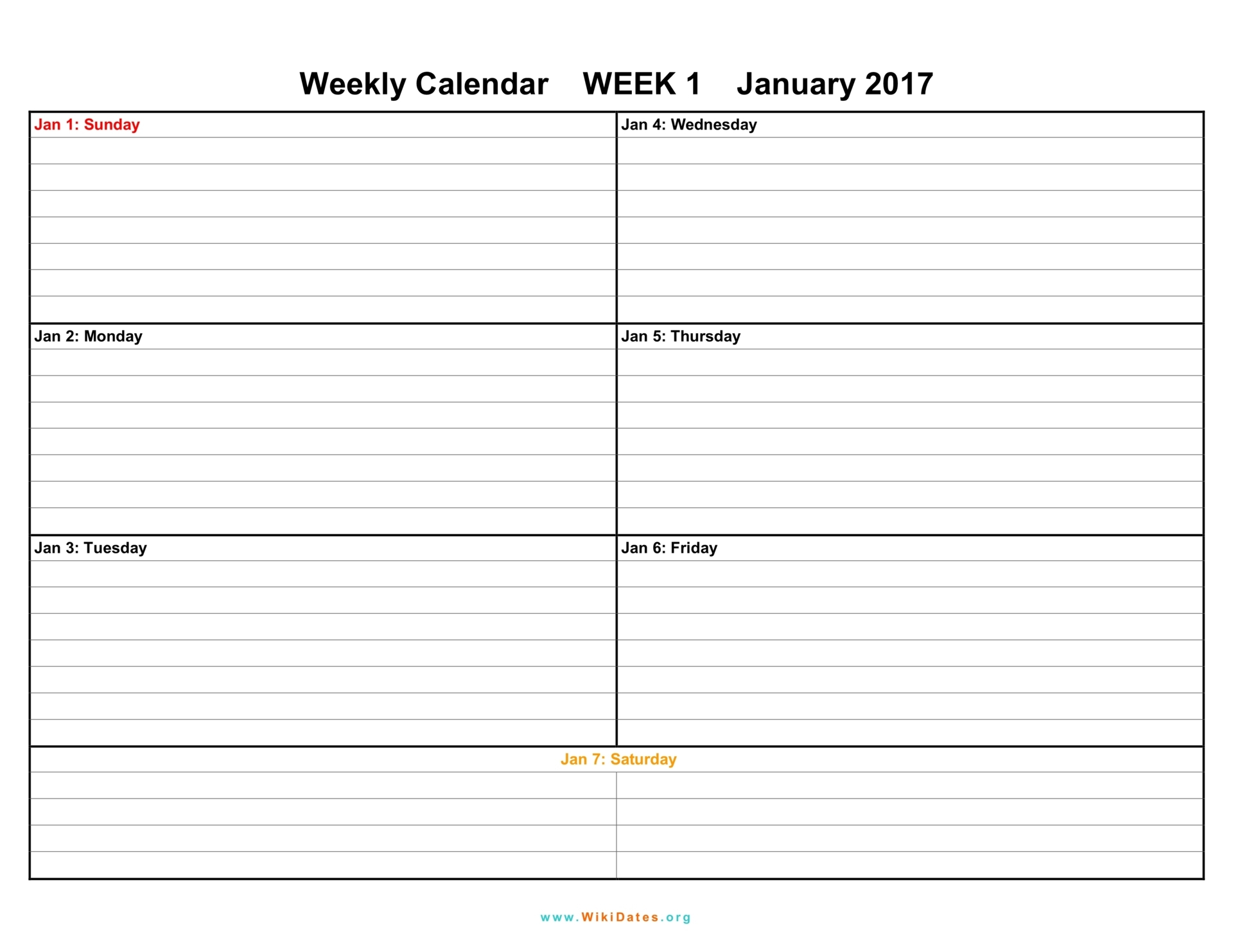 One Week Printable Calendar | Hauck Mansion