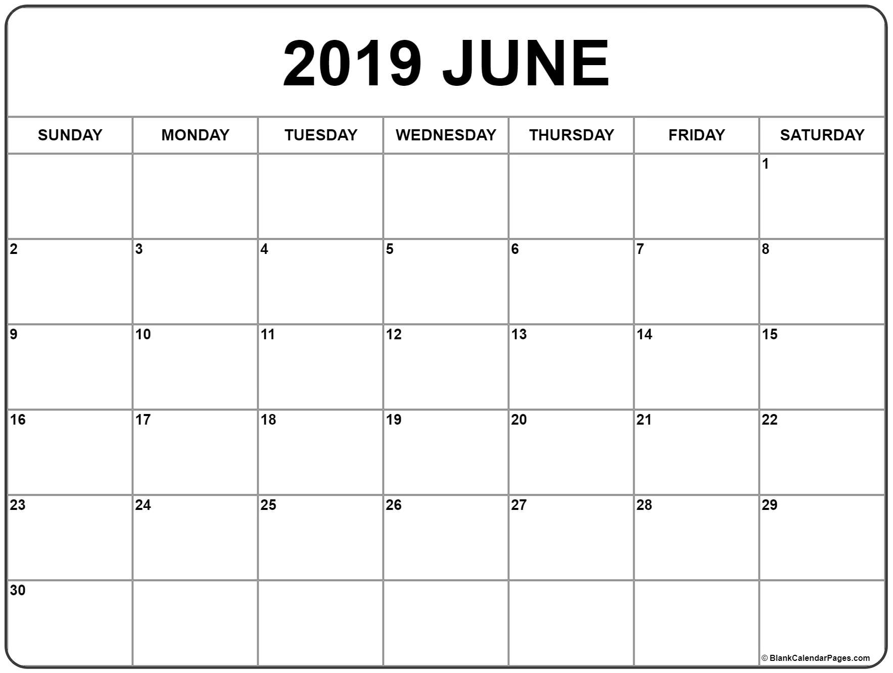 Optimum Printable Calendar June 2019 On 2 Page Per Month