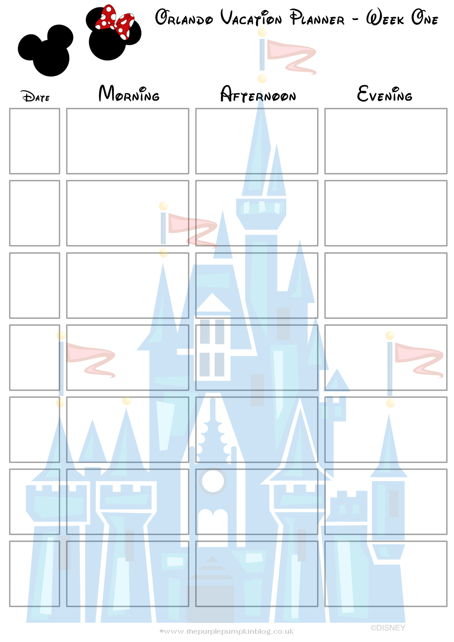 Disney World Itinerary Template Example Calendar Printable