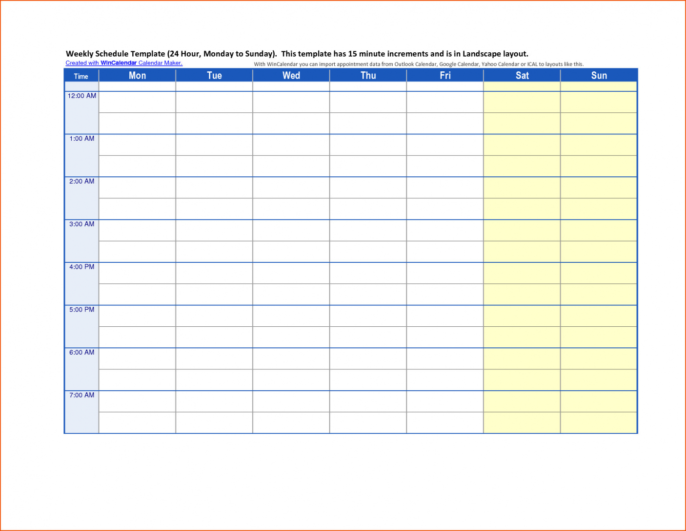 Printable Weekly Schedule By Hour 2020 Outlook Example Calendar Printable