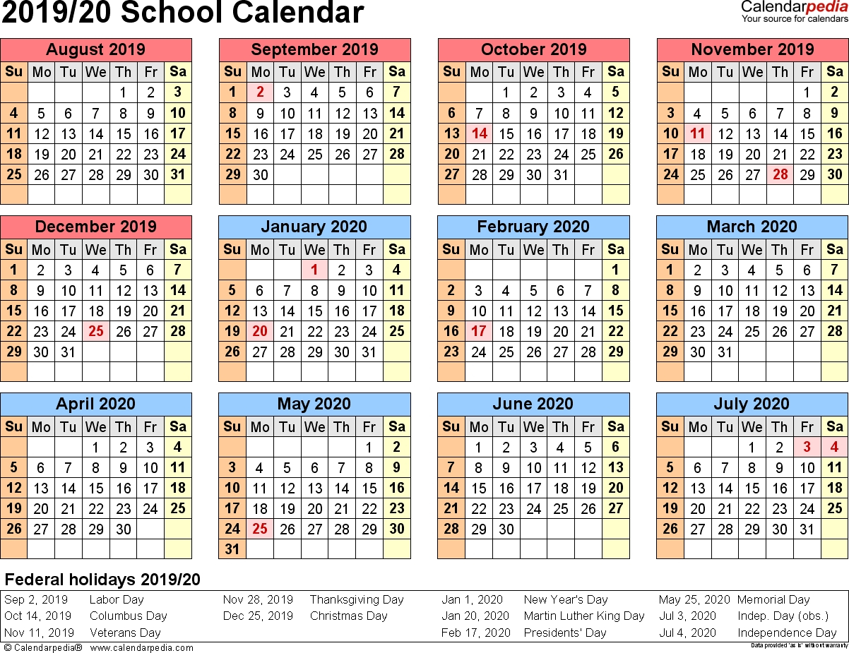 Perky 2020 Calendar School Holidays • Printable Blank