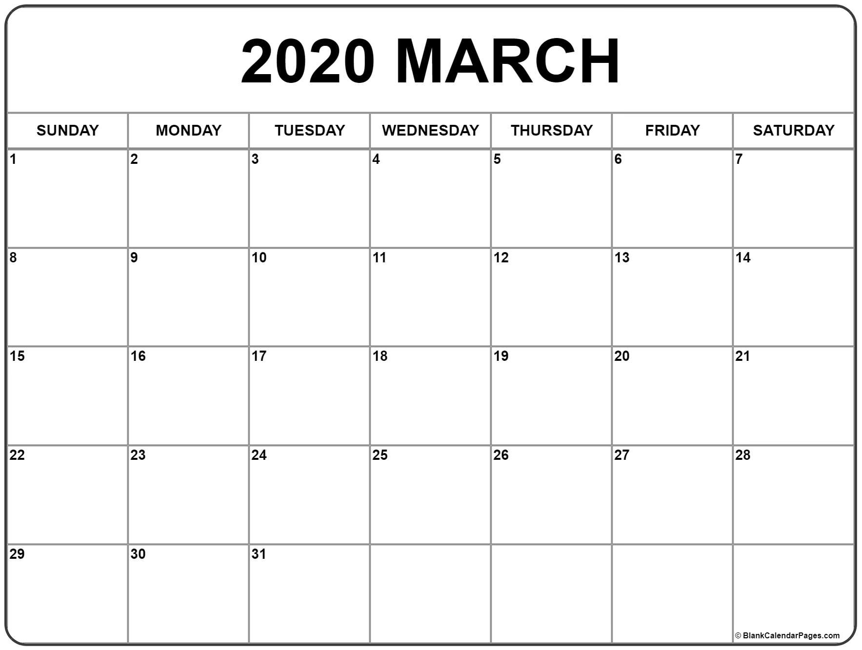 Perky 2020 Calendar With Date Boxes • Printable Blank