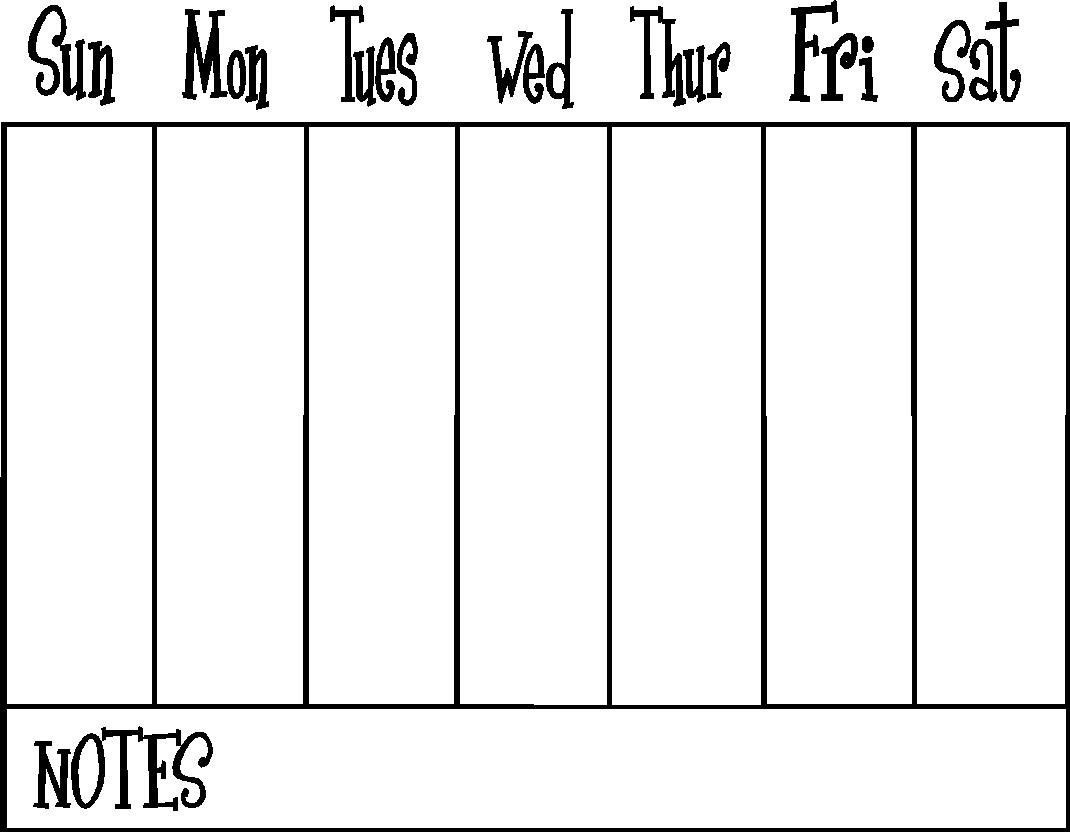 Perky Blank Calendar 1 Week • Printable Blank Calendar Template