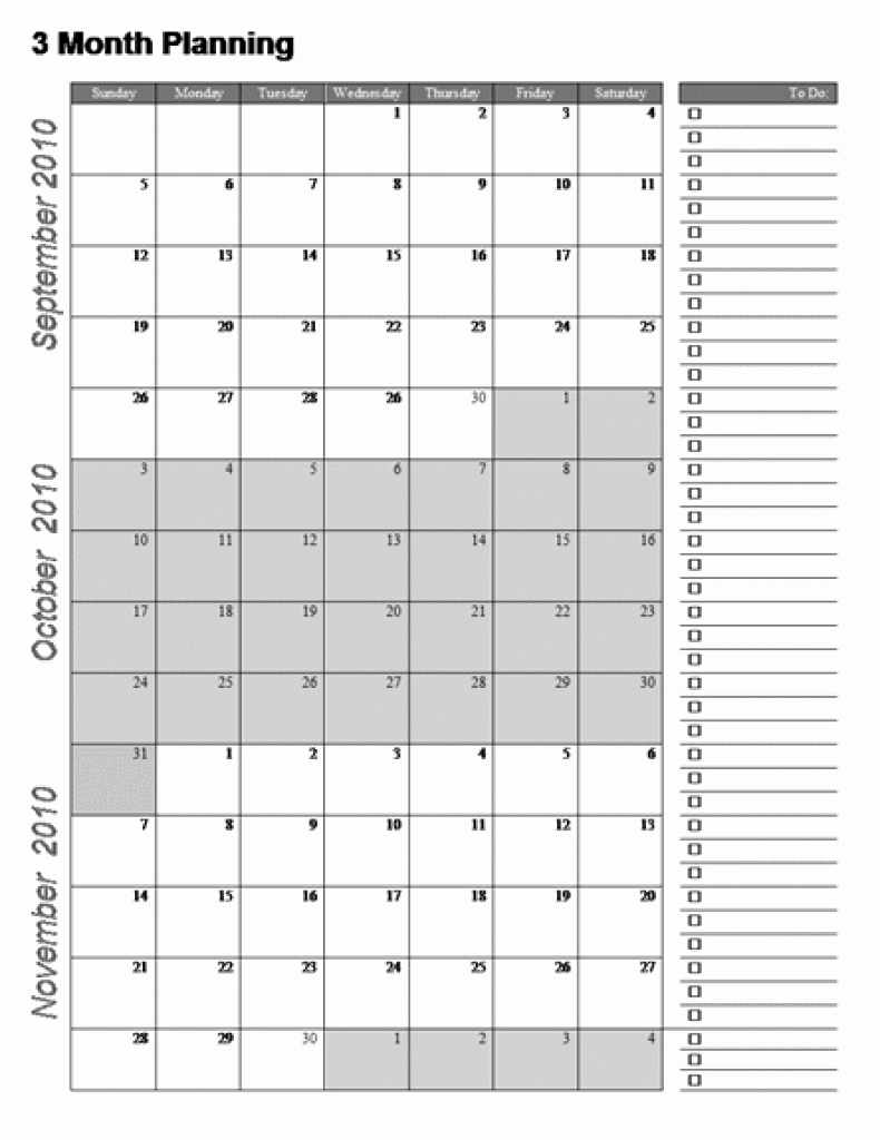 Perky Blank Calendar 3 Months Per Page • Printable Blank