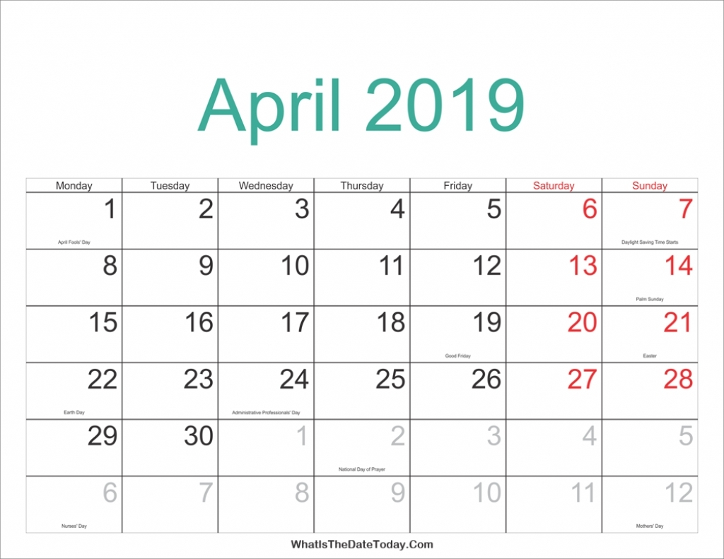Pick Catholic Church Calendar April 2019 ⋆ The Best
