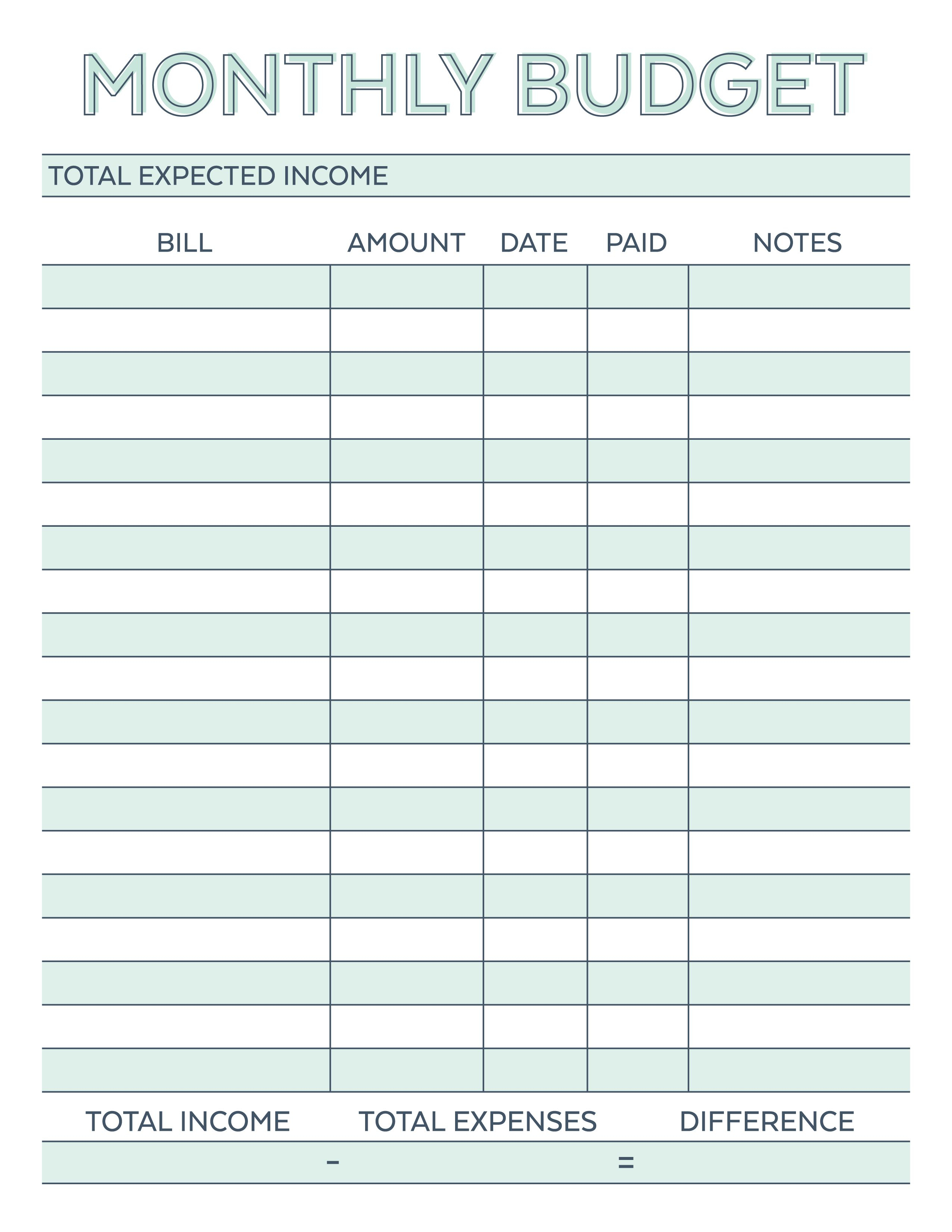 Pinmelody Vliem On Printables | Monthly Budget Template