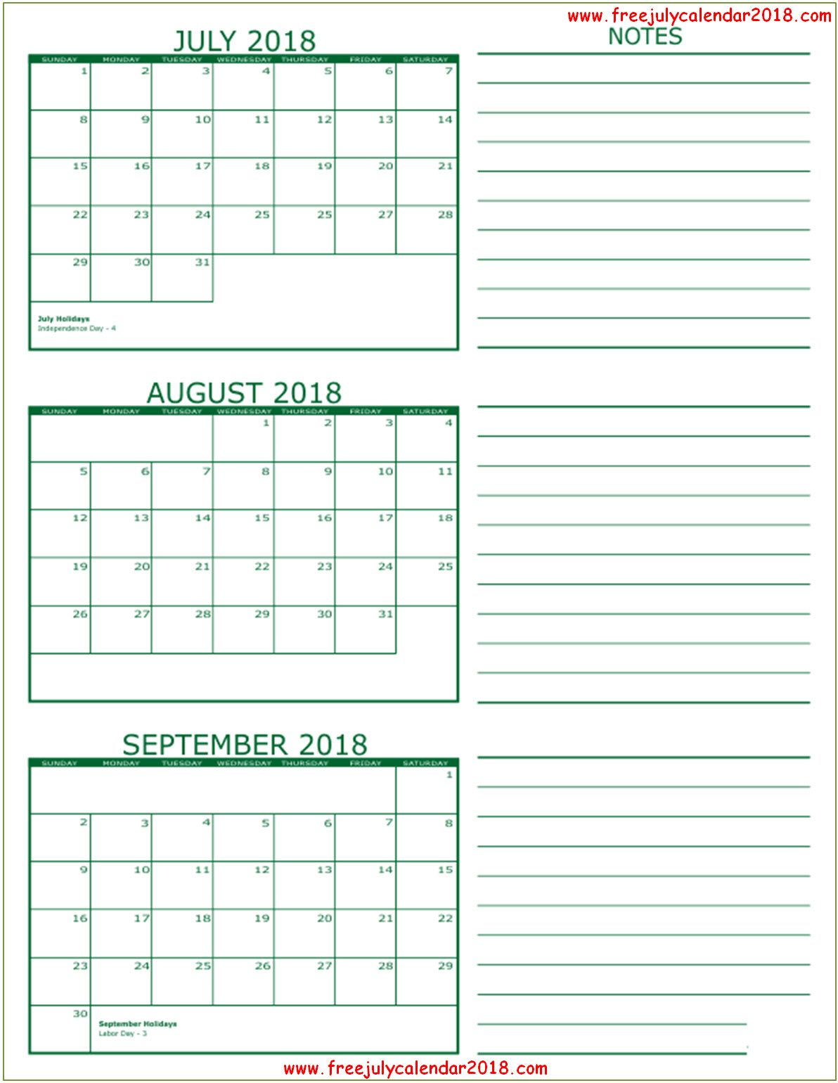 Pinmonthly Calendar On July August 2018 Calendar | 3