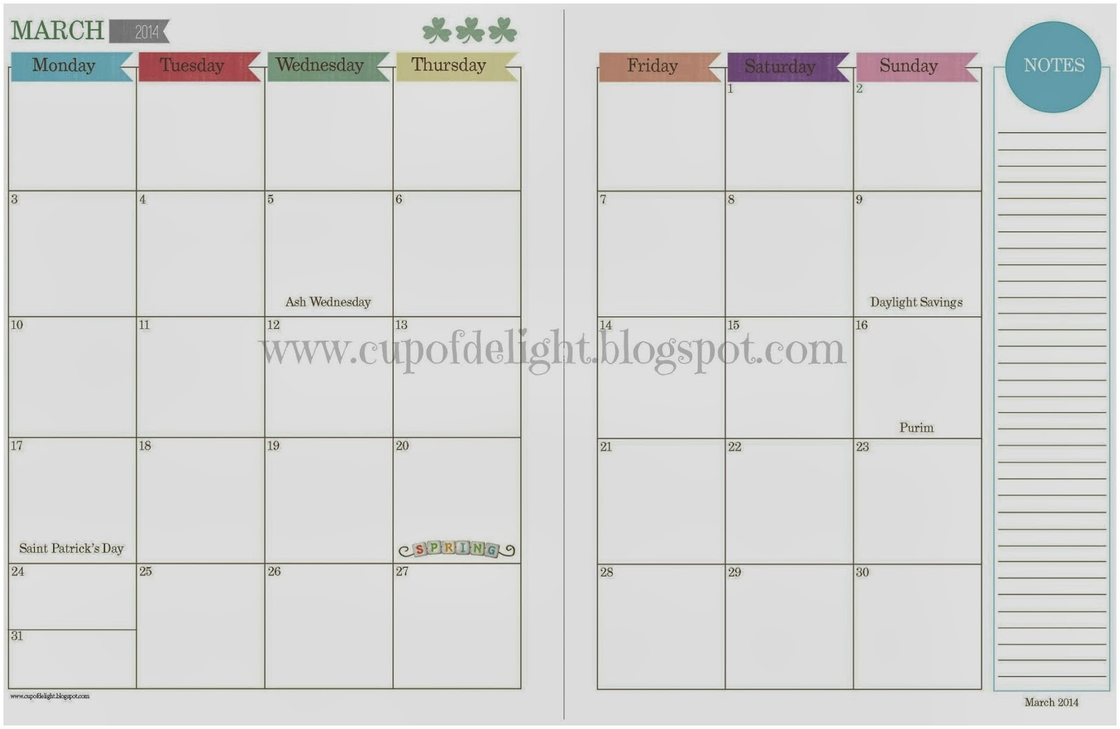 Preview2 For Two Page Monthly Calendar Template - Free