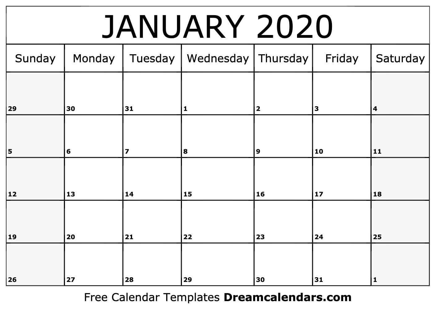 Prime January 15 2020 Calander * Calendar Template Fillable