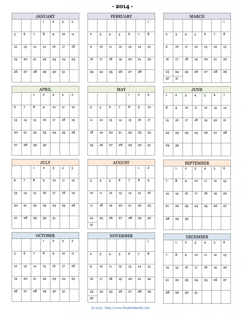 Printable 2014 Calendars - Flanders Family Homelife