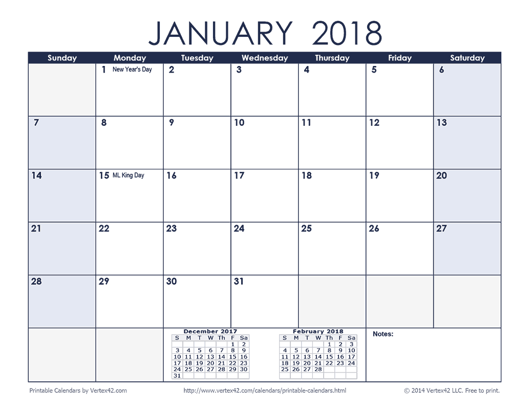 Printable 2018 Calendar Month View | Printable Calendar 2019