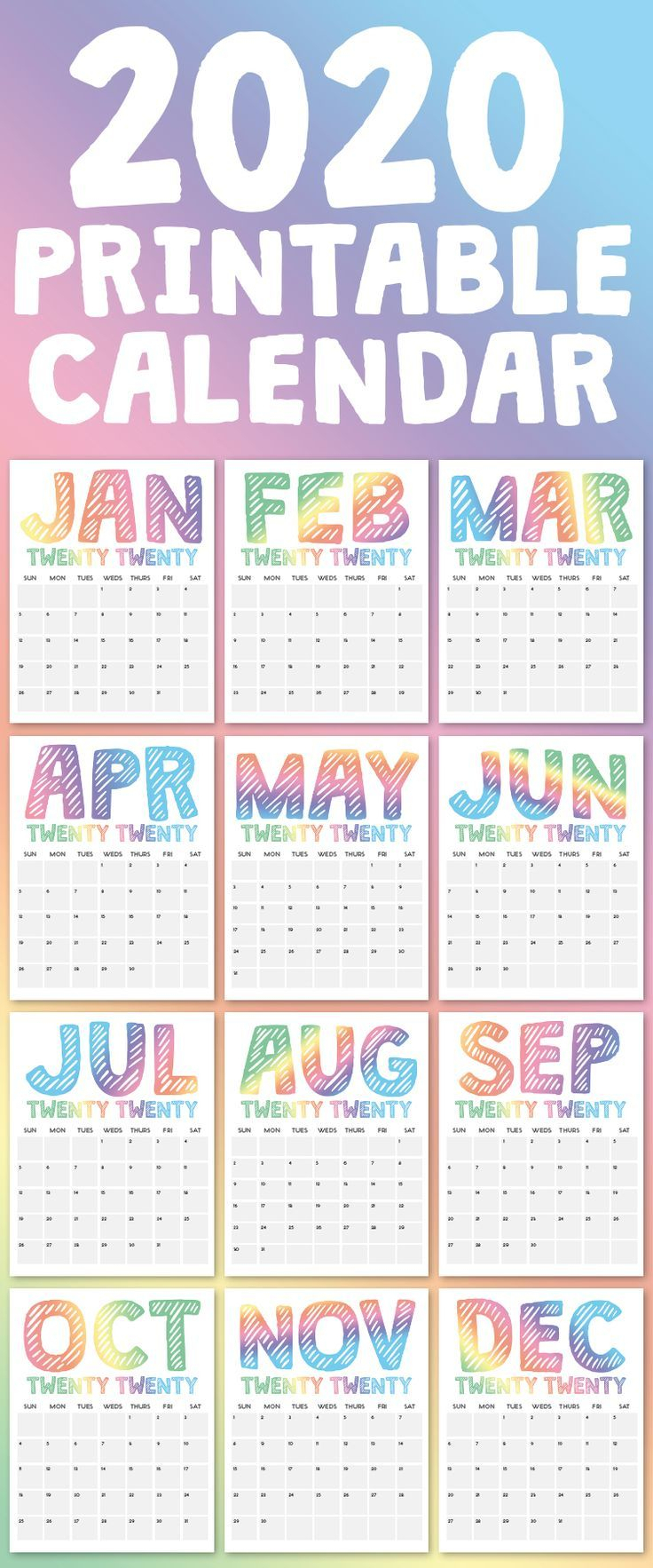 Printable 2020 Calendar | Printables | Diy Wedding