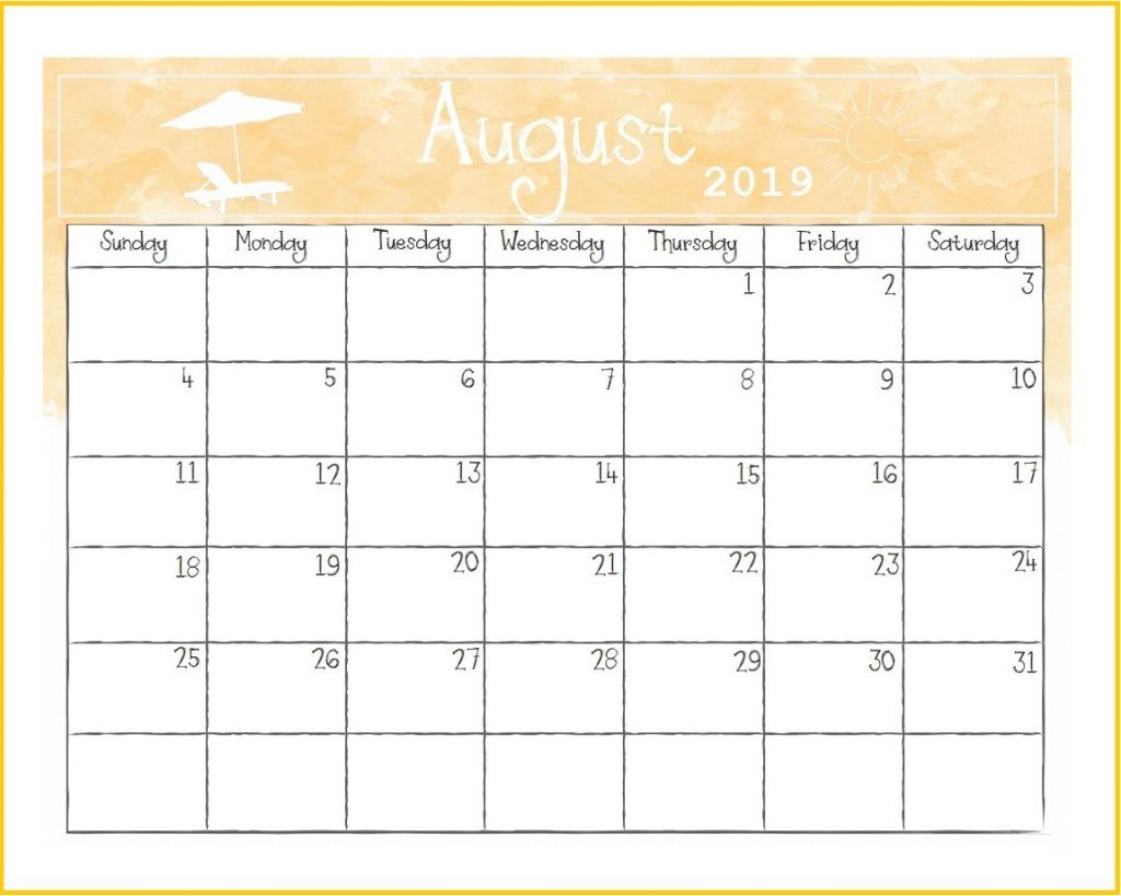 Printable August 2019 Desk Calendar | 月曆 | Monthly